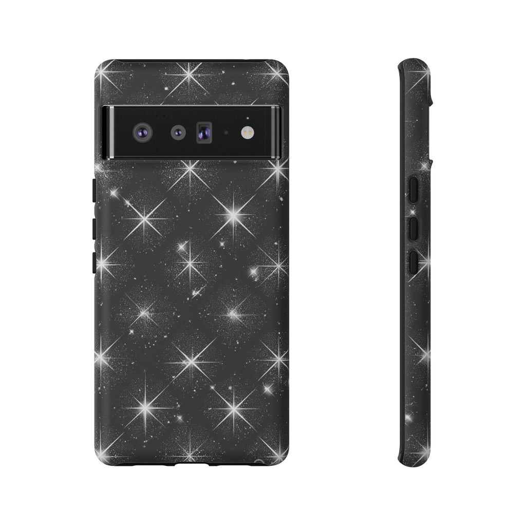Galaxy Sparkle Tough Phone Case — Black Starfield Protective Cover