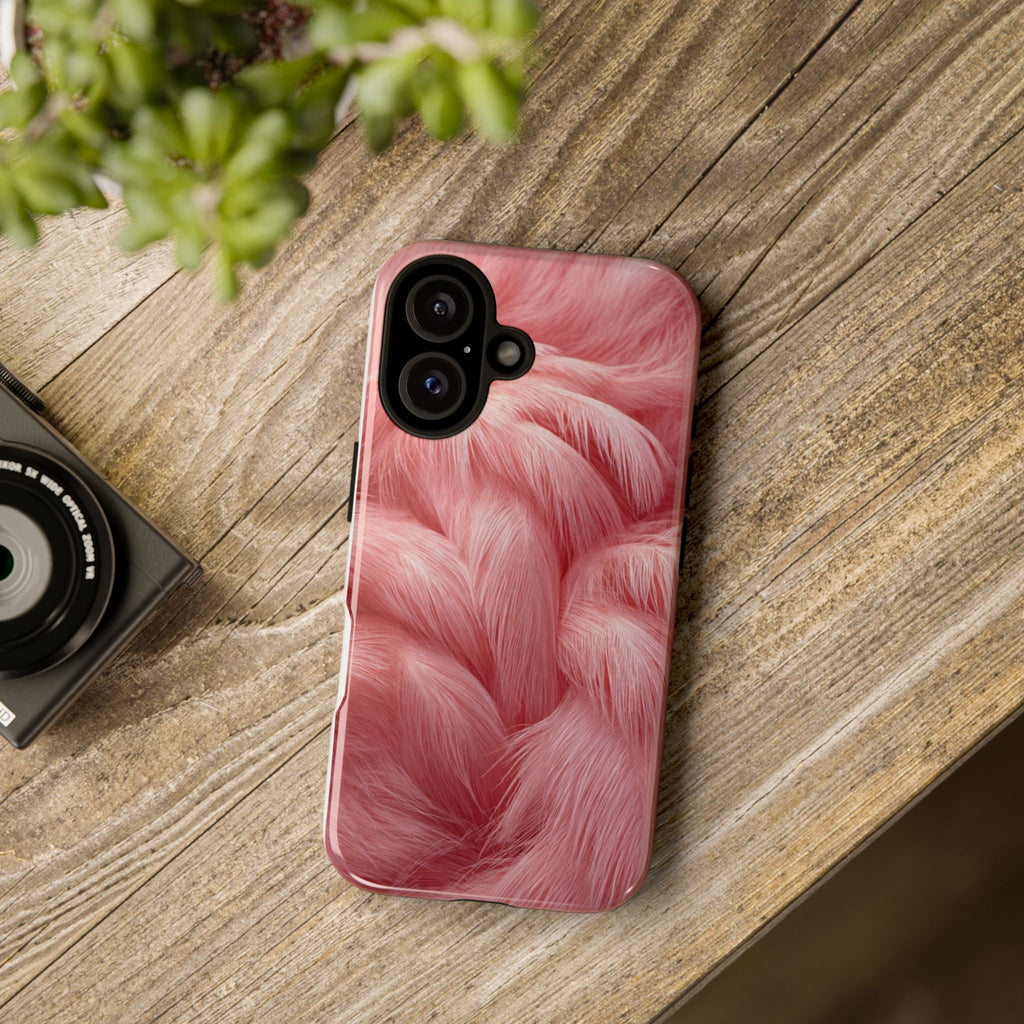 Phone Case — Pink Flamingo Fur Texture Tough Protective Case