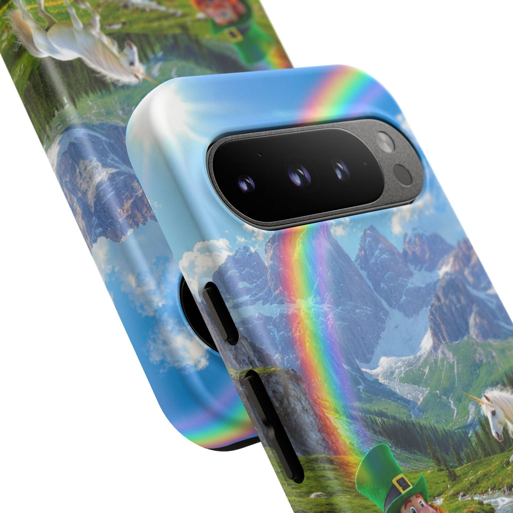 Lucky Leprechaun & Unicorn Phone Case — Rainbow Pot of Gold Protective Cover