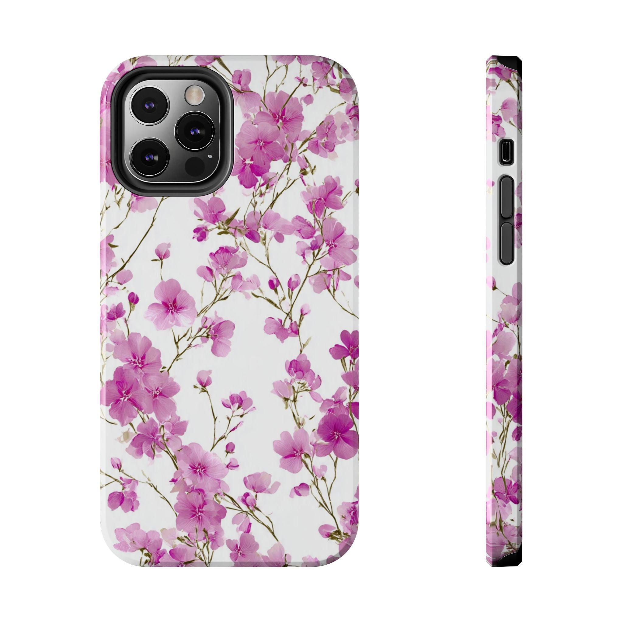 Floral Pink Blossoms Tough Phone Case — Durable Protective Phone Cover with Watercolor Cherry Blossom Design