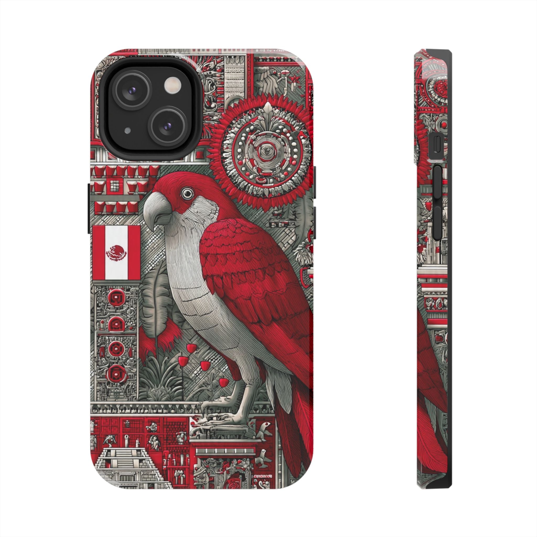 Tough Phone Case — Red Parrot Graphic Impact-Resistant Phone Cover