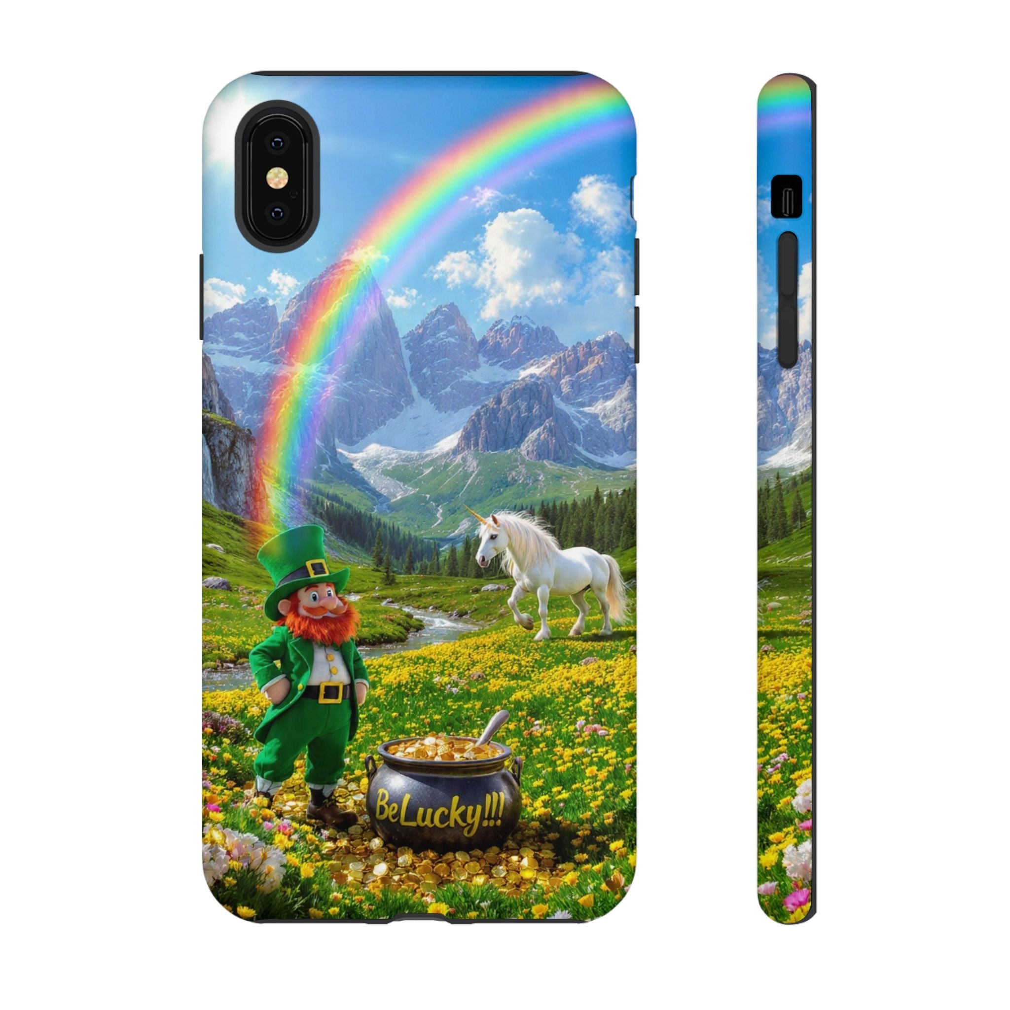 Lucky Leprechaun & Unicorn Phone Case — Rainbow Pot of Gold Protective Cover
