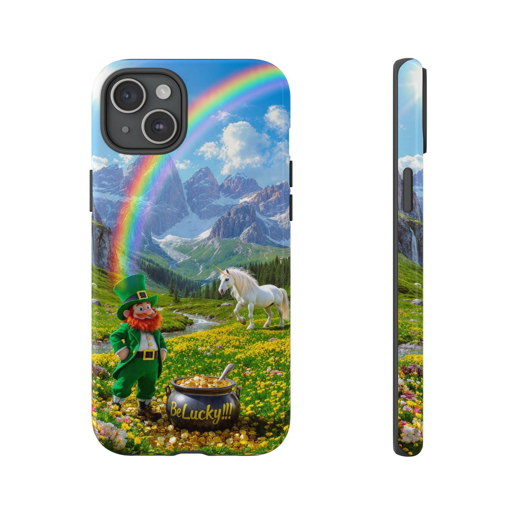 Lucky Leprechaun & Unicorn Phone Case — Rainbow Pot of Gold Protective Cover