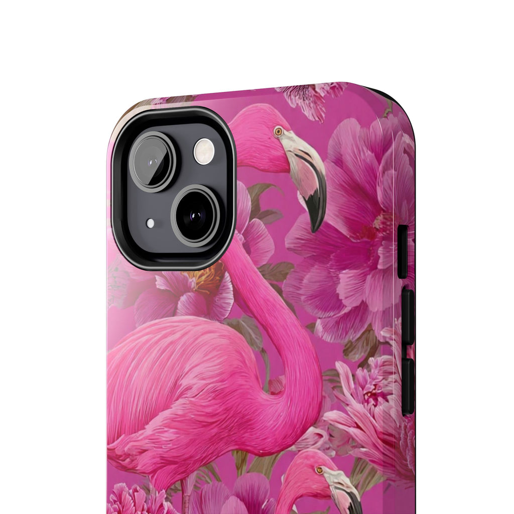 Pink Flamingo Floral Tough Phone Case — Protective iPhone Cover
