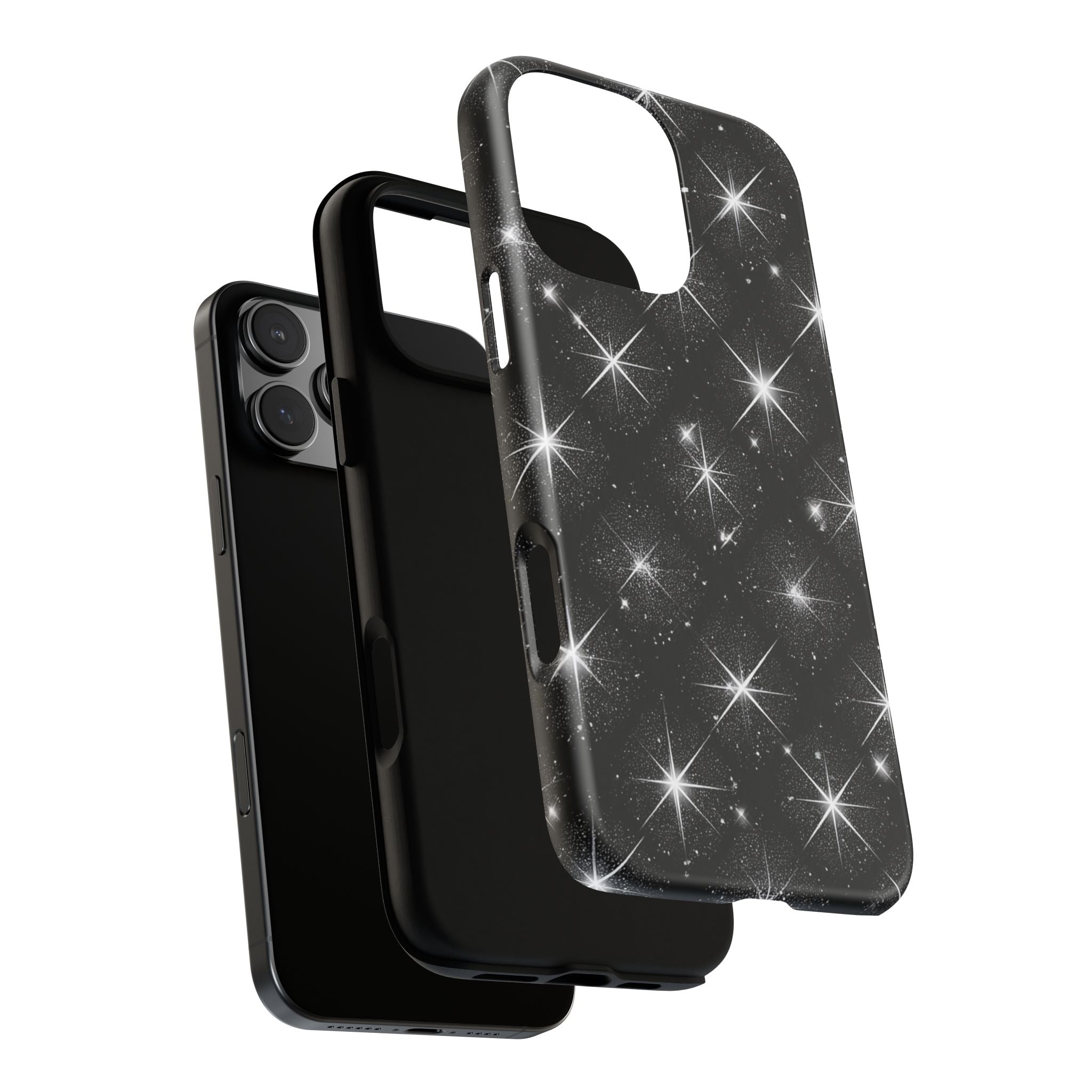 Galaxy Sparkle Tough Phone Case — Black Starfield Protective Cover