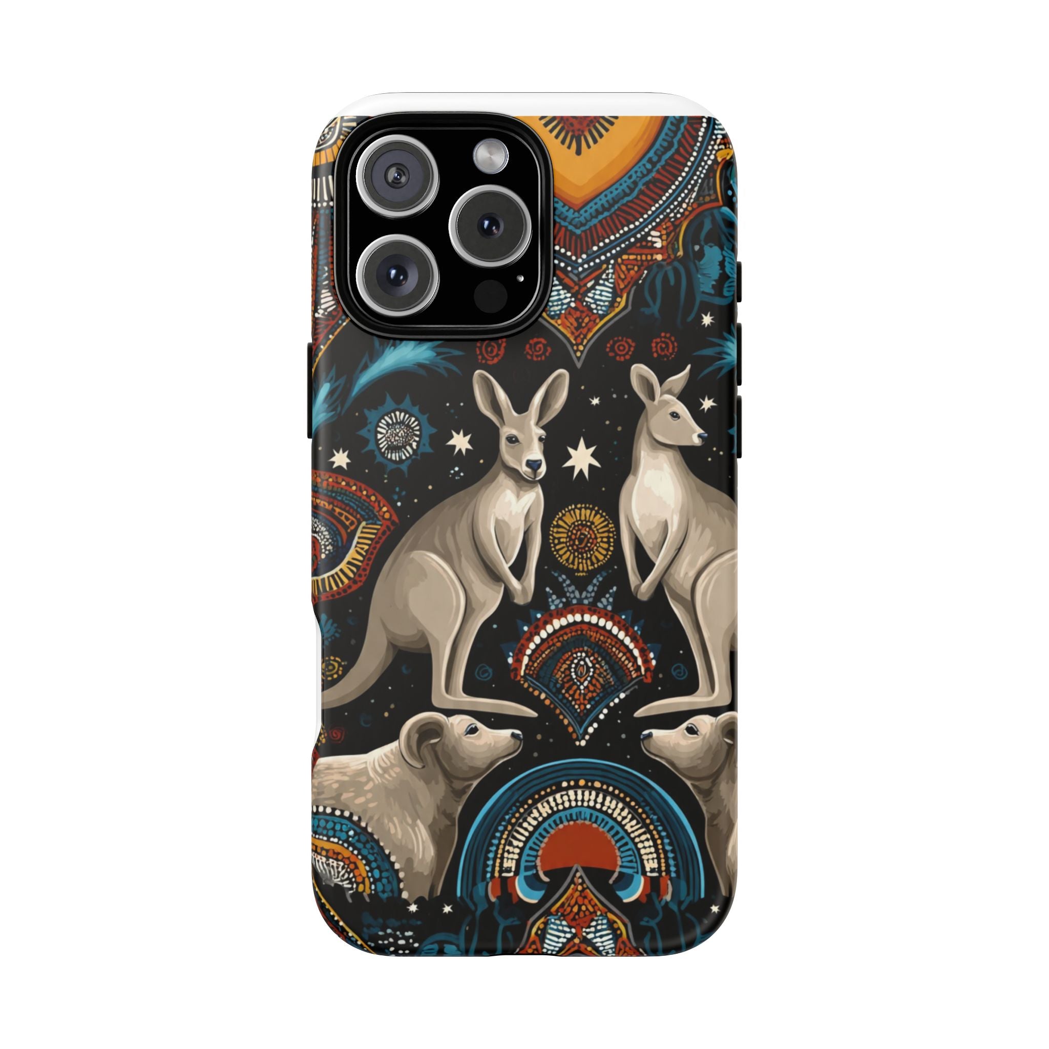 Kangaroo & Boomerang Tough Phone Case — Australian Wildlife Pattern