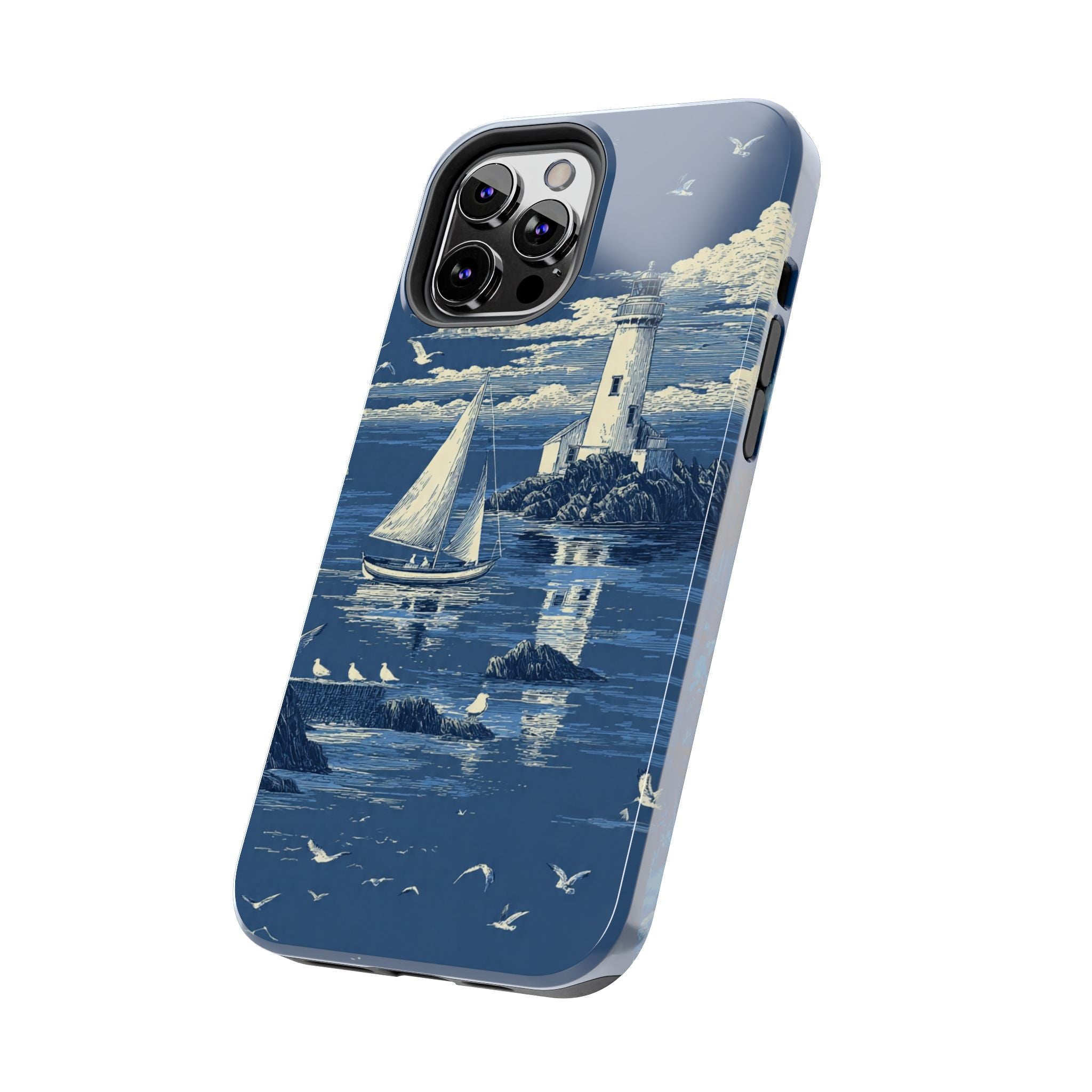 Swan Lake Tough Phone Case — Blue Vintage Swan Design, Durable Protective Cover