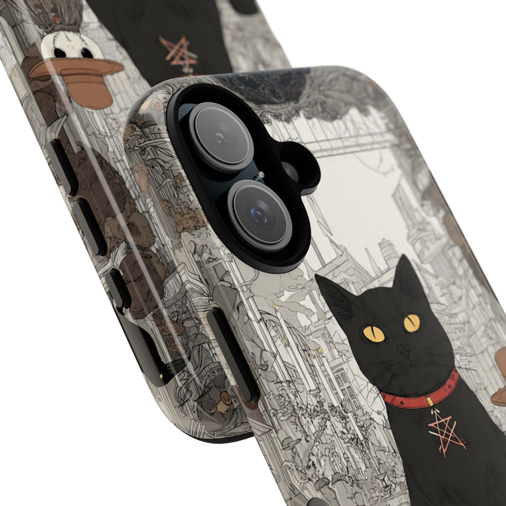Witchy Black Cat Phone Case – Vintage Occult Tarot Design