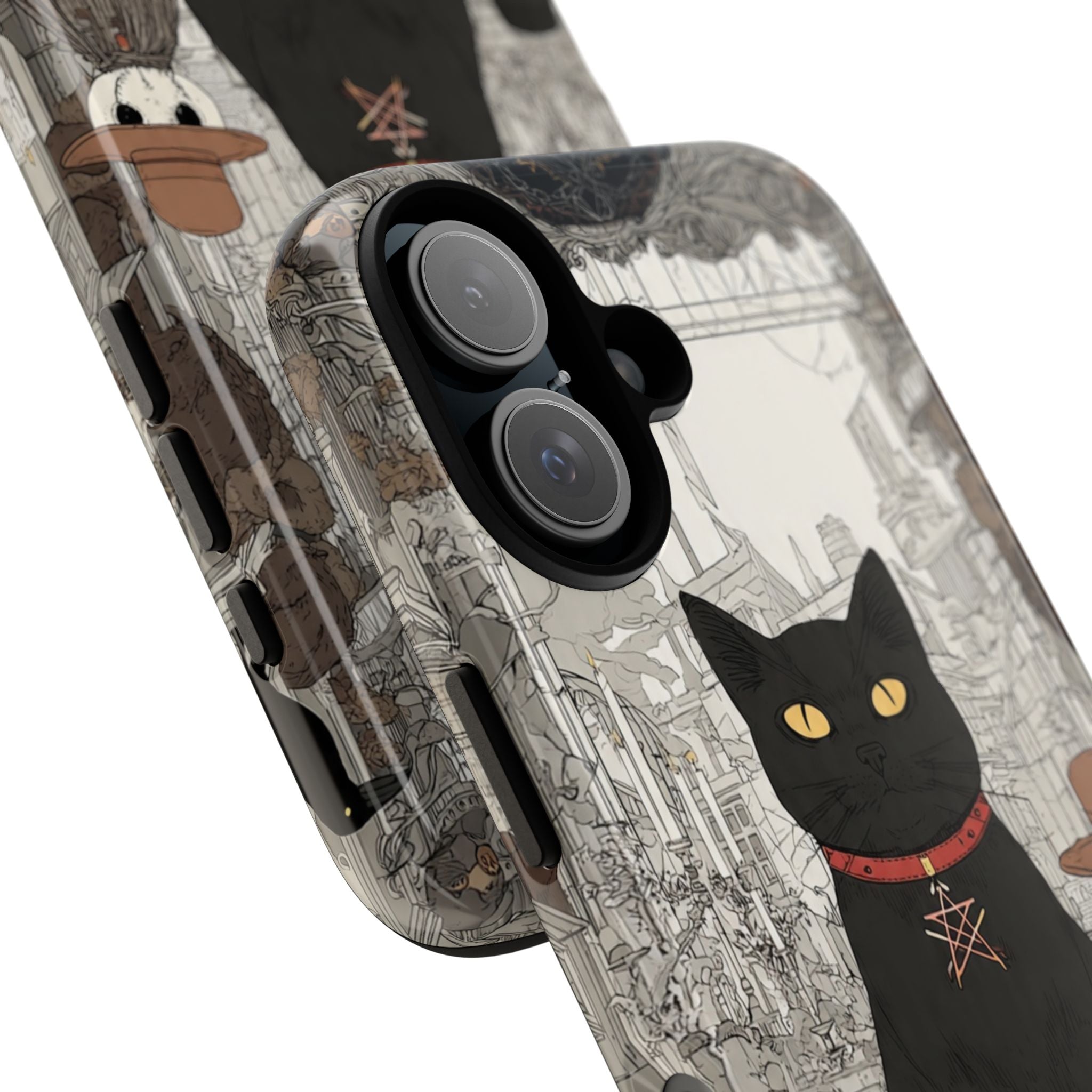 Witchy Black Cat Phone Case – Vintage Occult Tarot Design