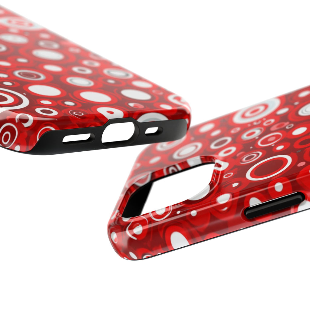 Red Retro Circles Tough Phone Case — Durable Shockproof Protective Cover
