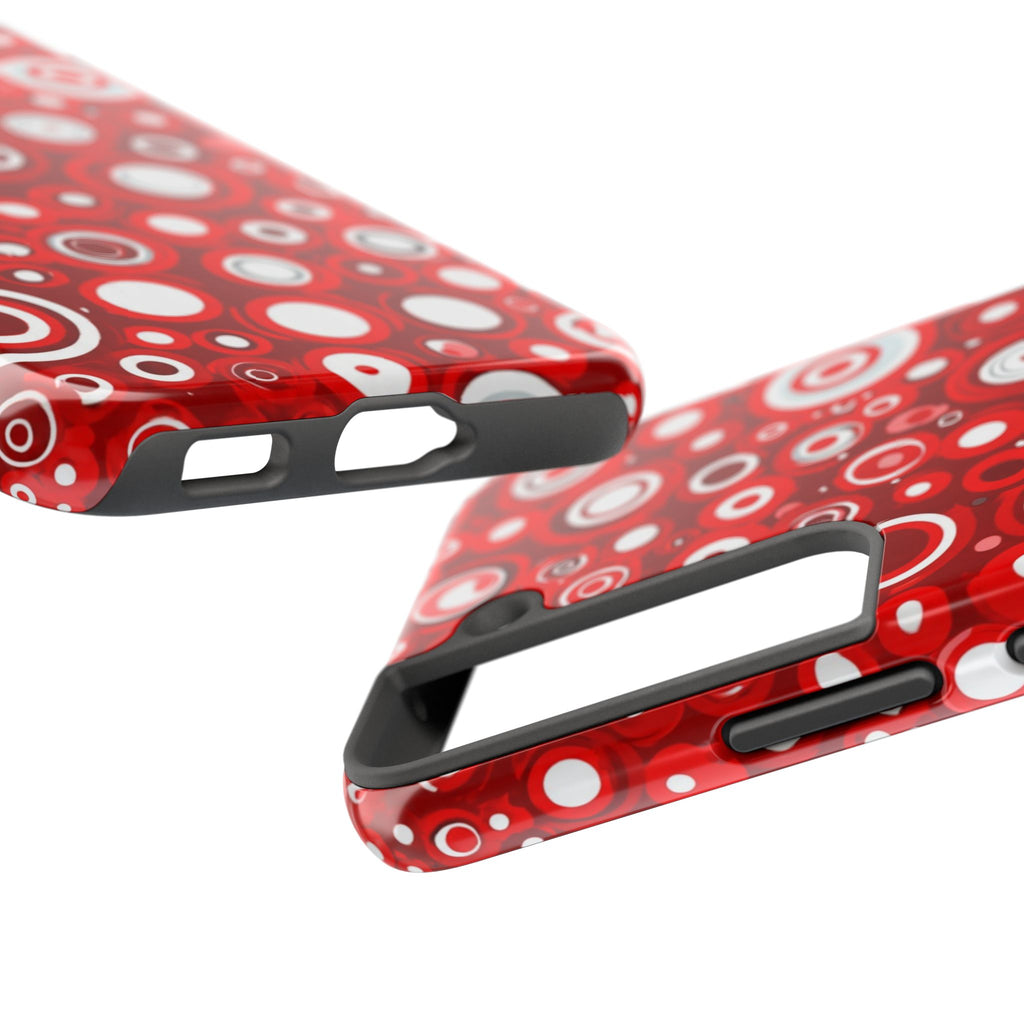 Red Retro Circles Tough Phone Case — Durable Shockproof Protective Cover