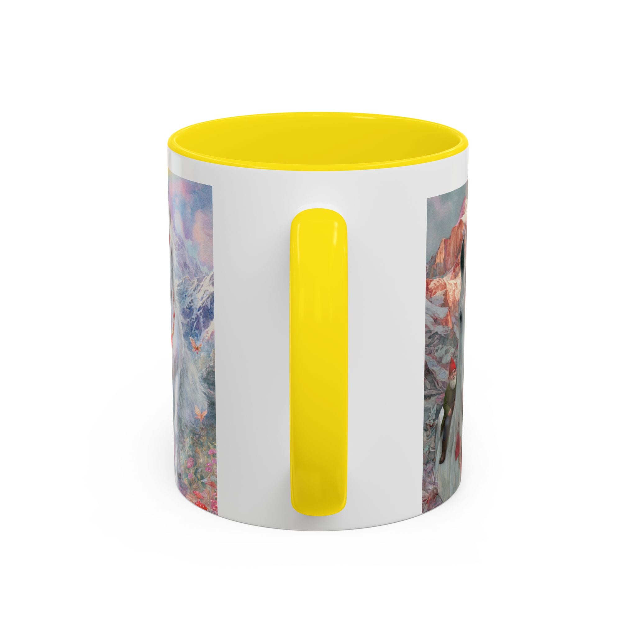 Unicorn Heart Rainbow Accent Coffee Mug — Magical White Unicorn with Heart Garland (11/15oz)