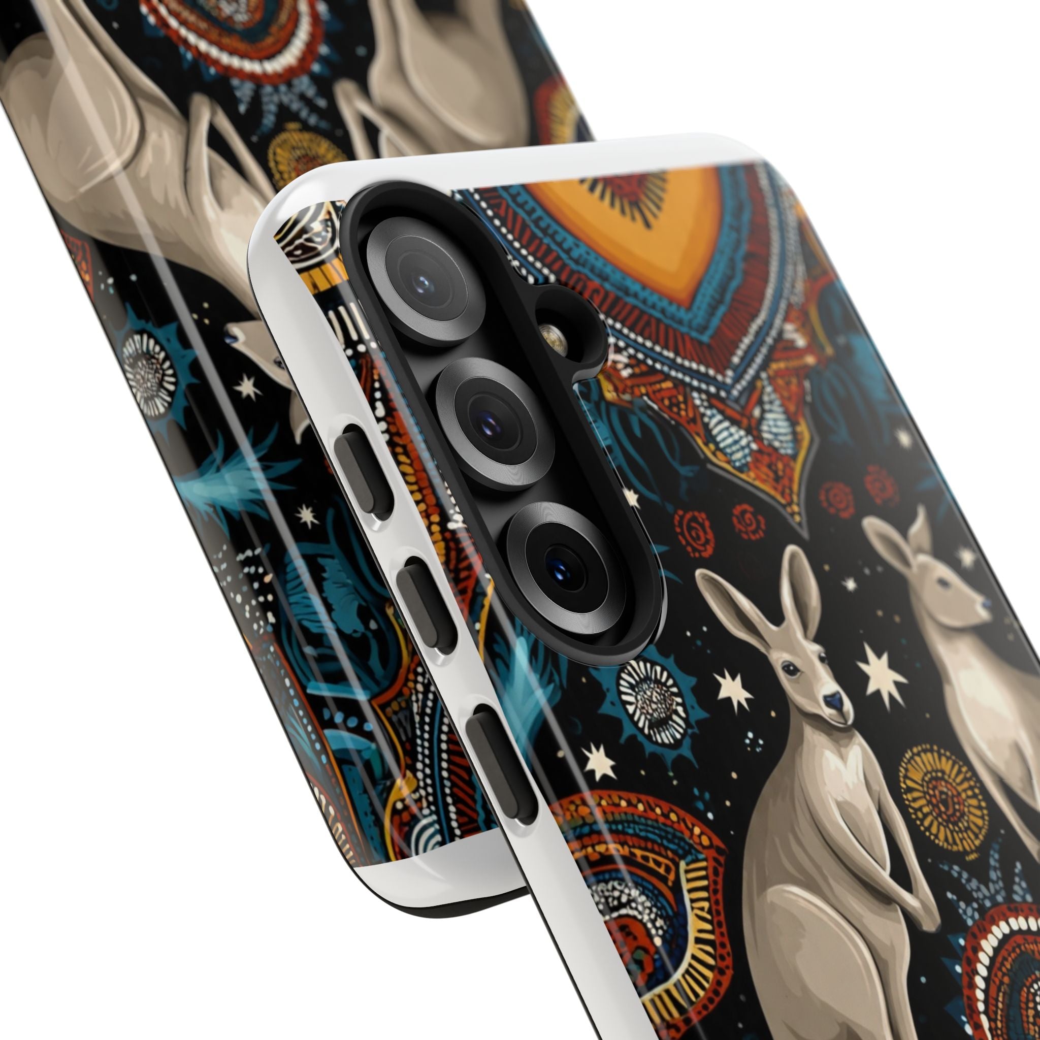 Kangaroo & Boomerang Tough Phone Case — Australian Wildlife Pattern