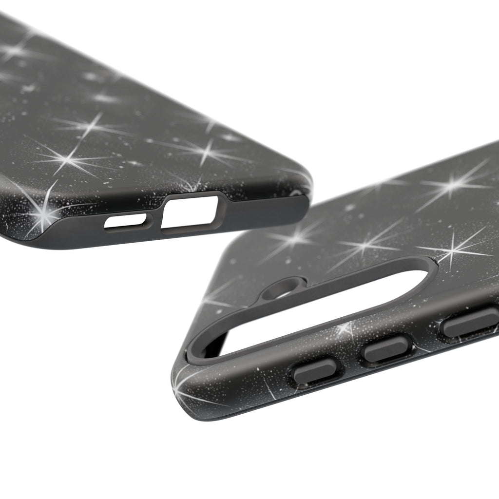 Galaxy Sparkle Tough Phone Case — Black Starfield Protective Cover