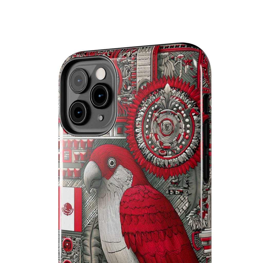 Tough Phone Case — Red Parrot Graphic Impact-Resistant Phone Cover