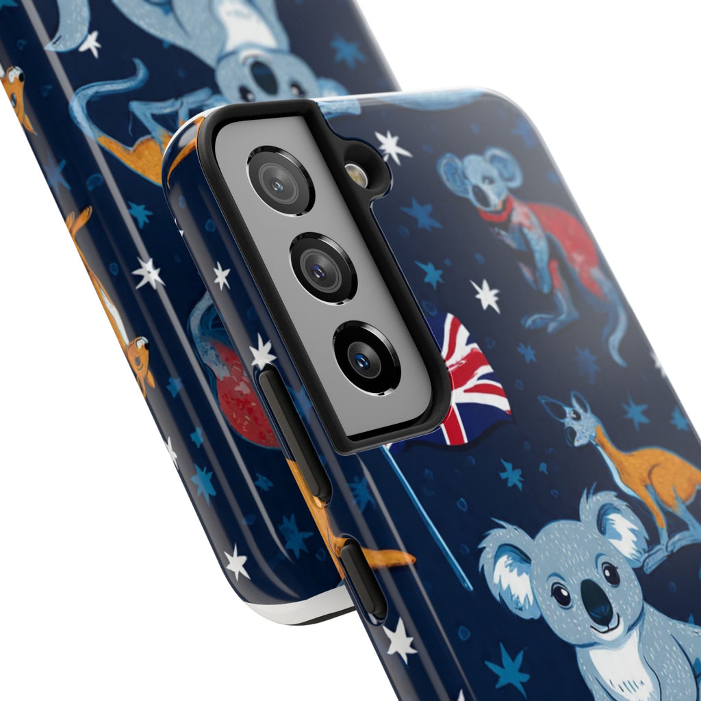 Australian Wildlife Tough Phone Case — Koala & Kangaroo Flag Design