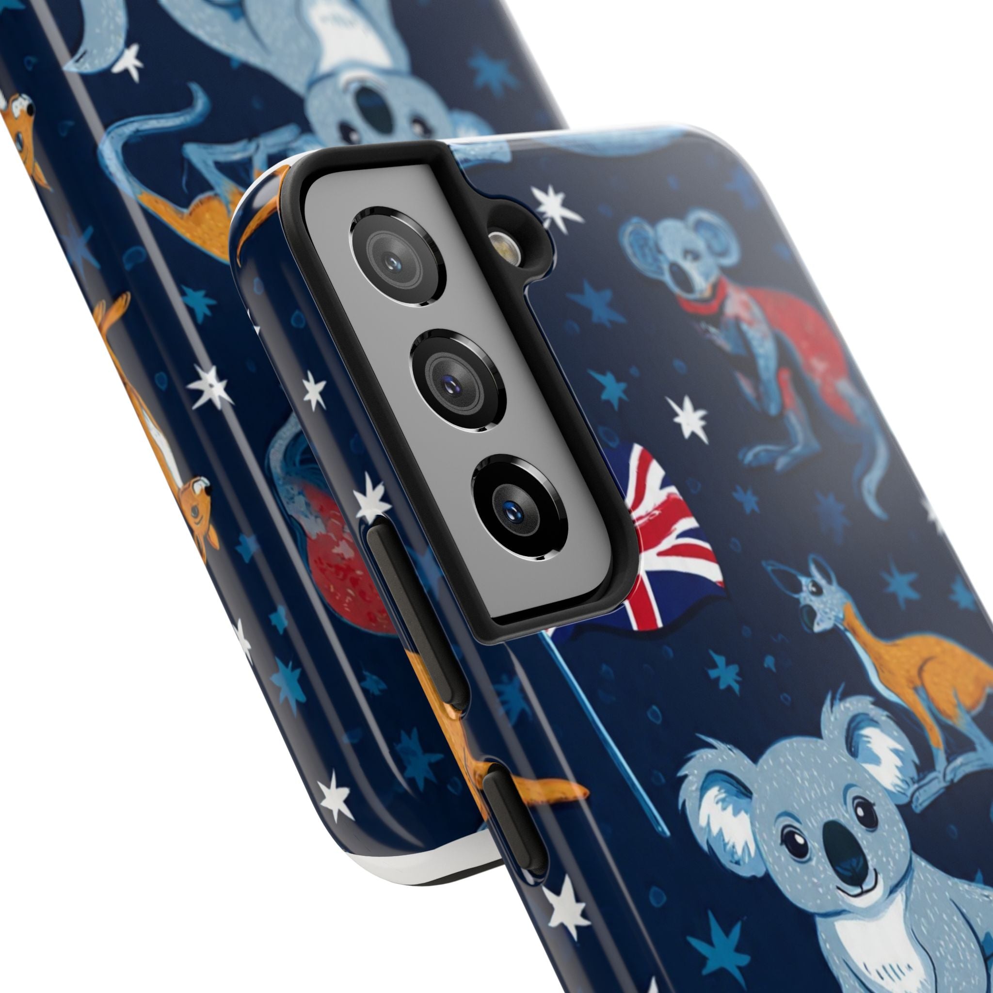 Australian Wildlife Tough Phone Case — Koala & Kangaroo Flag Design