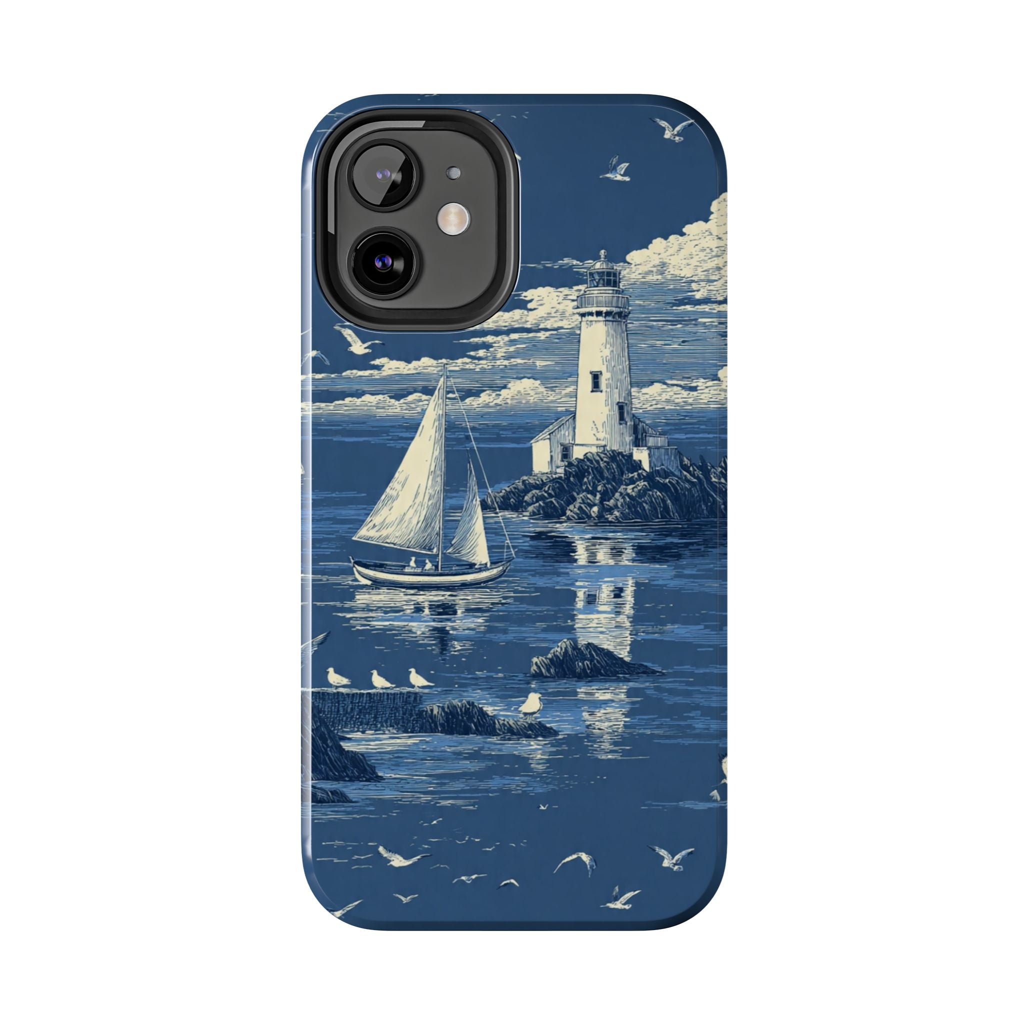 Swan Lake Tough Phone Case — Blue Vintage Swan Design, Durable Protective Cover
