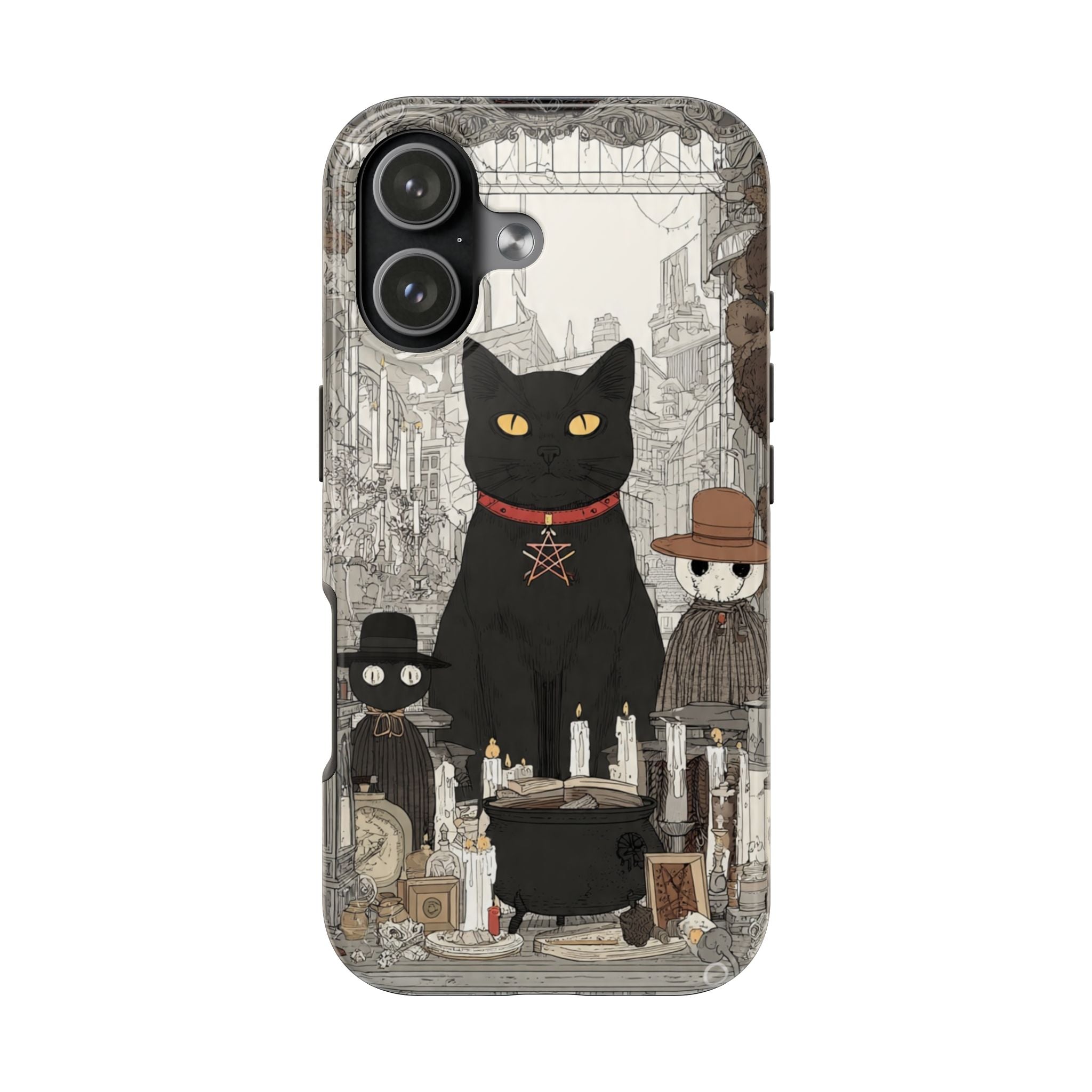 Witch Cat Tough Phone Case — Black Cat, Pentagram & Potion Aesthetic