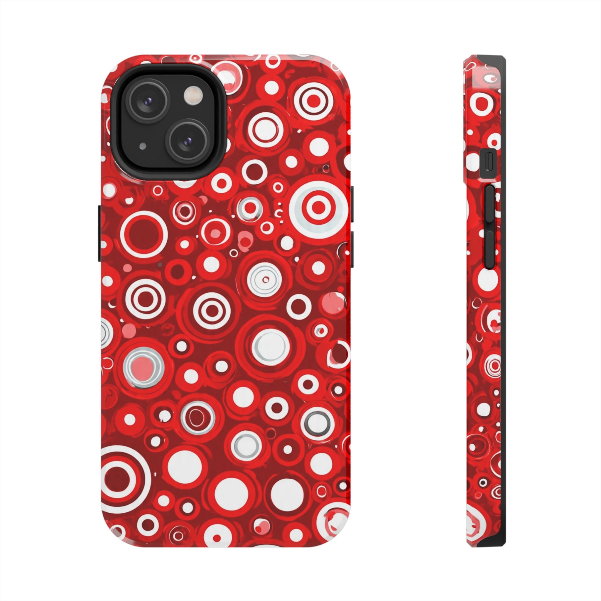 Red Retro Circles Tough Phone Case — Durable Shockproof Protective Cover