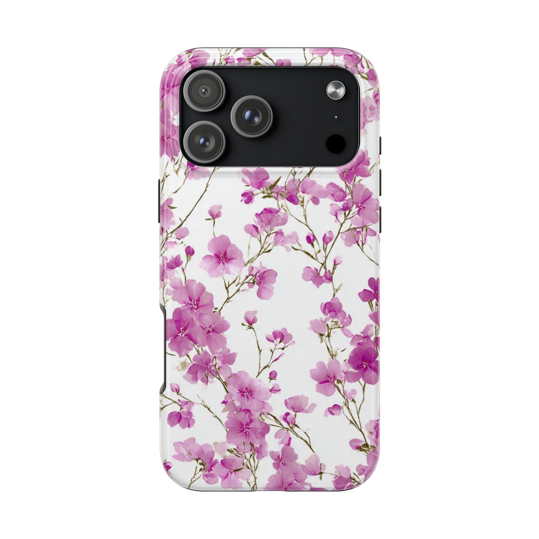 Floral Pink Blossoms Tough Phone Case — Durable Protective Phone Cover with Watercolor Cherry Blossom Design