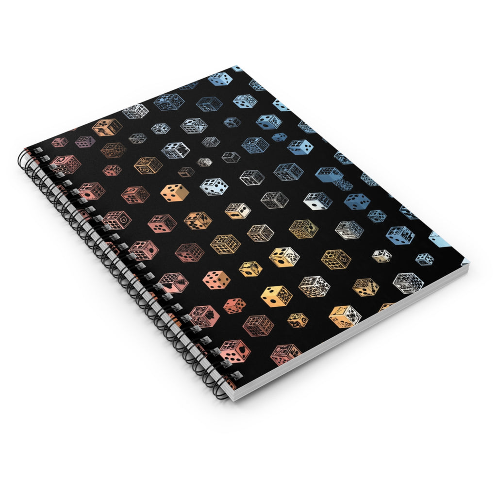 Galaxy Dice Pattern Spiral Notebook — Ruled Line Journal for Gamers & Creatives