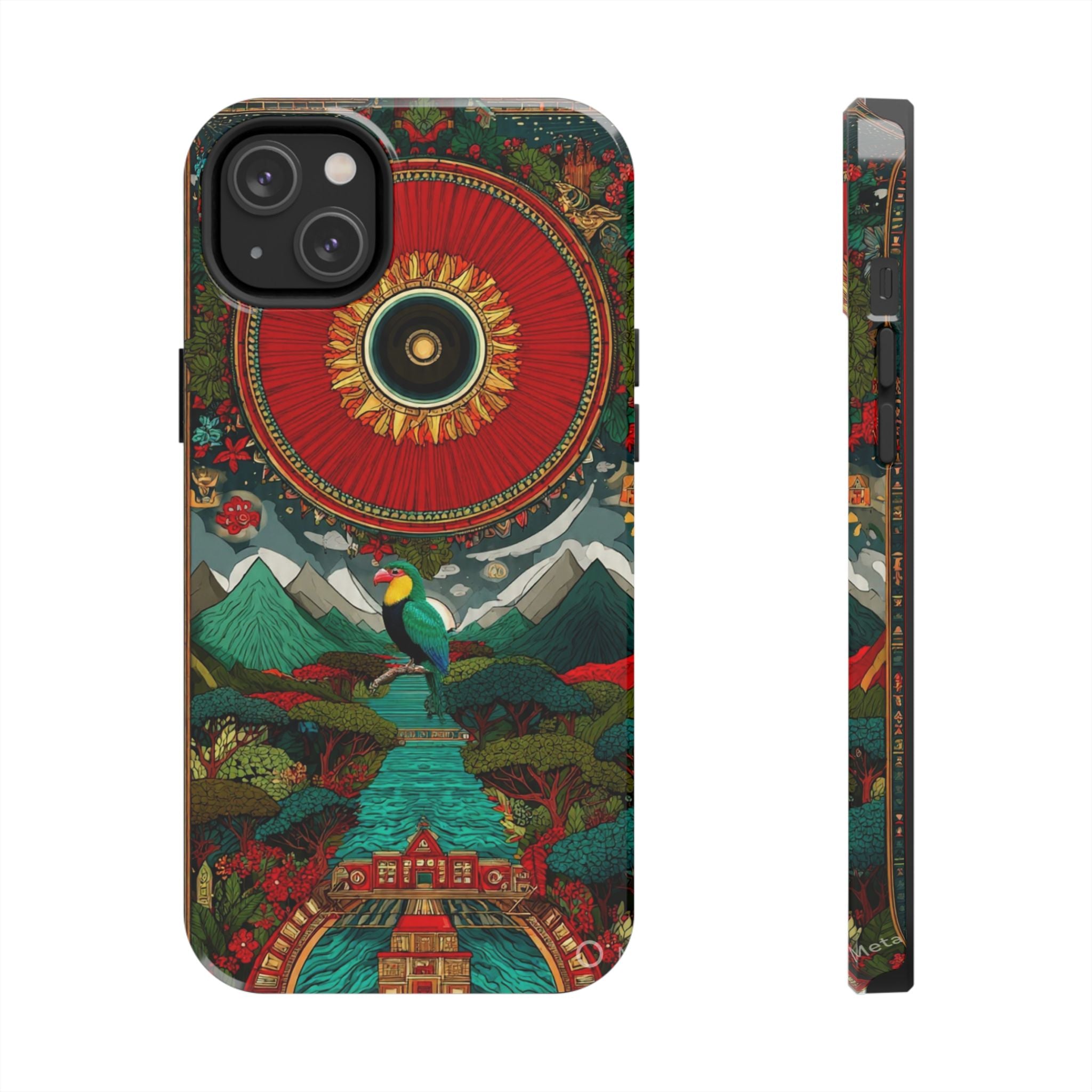 Tough Phone Case — Vibrant Tropical Mountain Bird Design