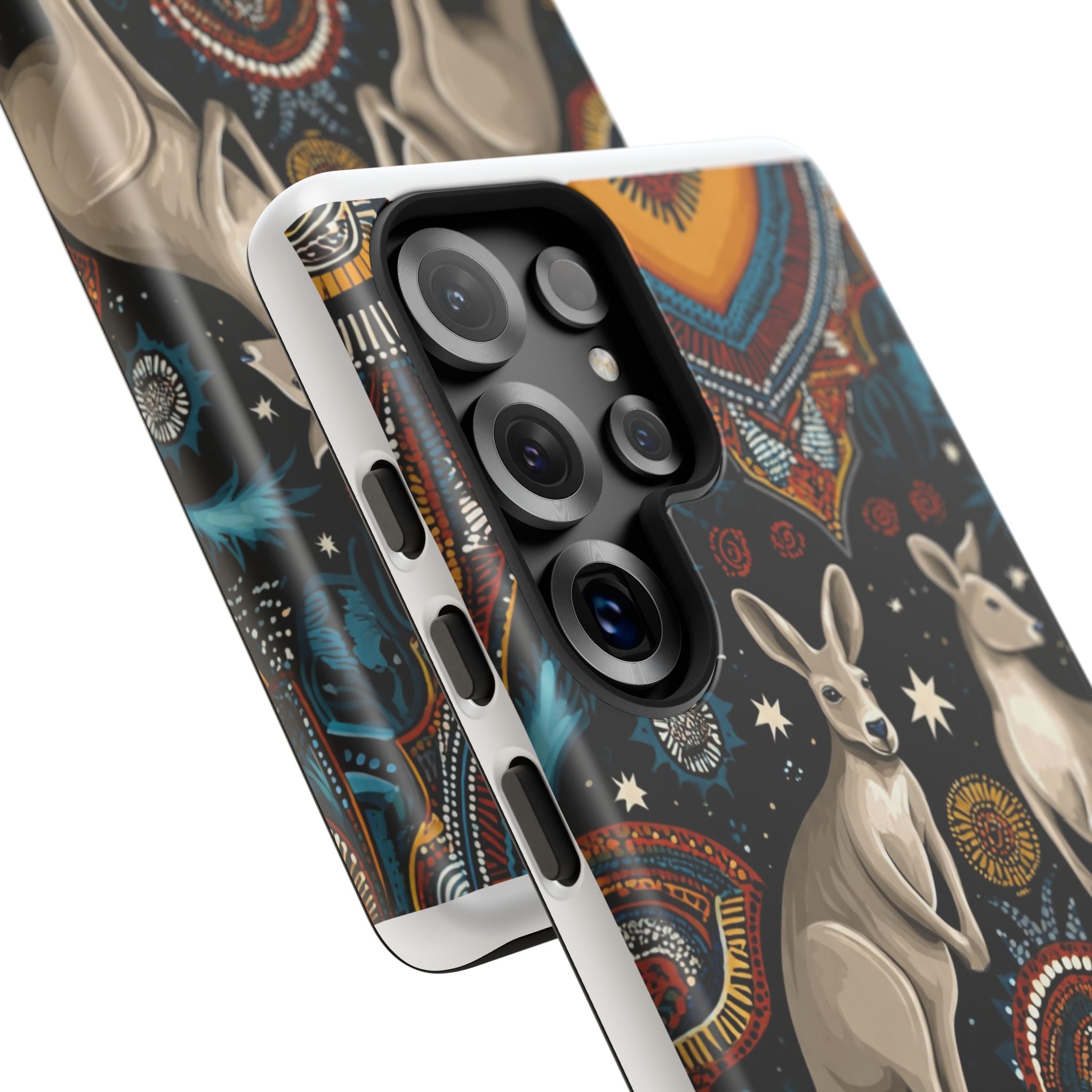 Kangaroo & Boomerang Tough Phone Case — Australian Wildlife Pattern