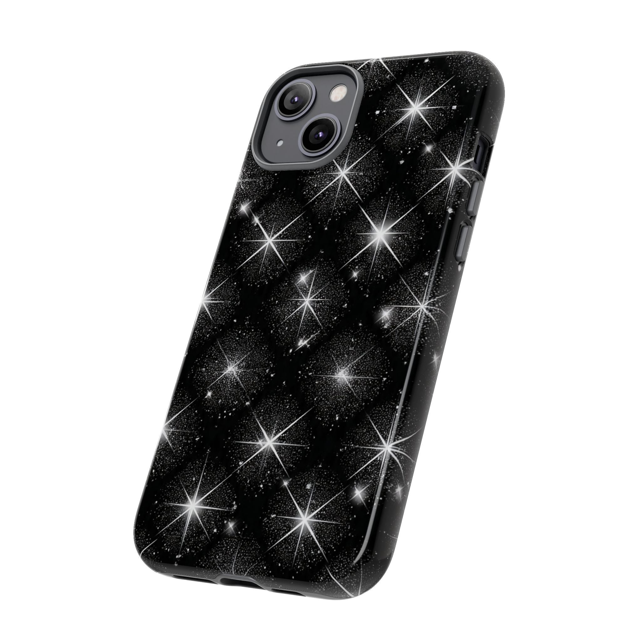 Galaxy Sparkle Tough Phone Case — Black Starfield Protective Cover