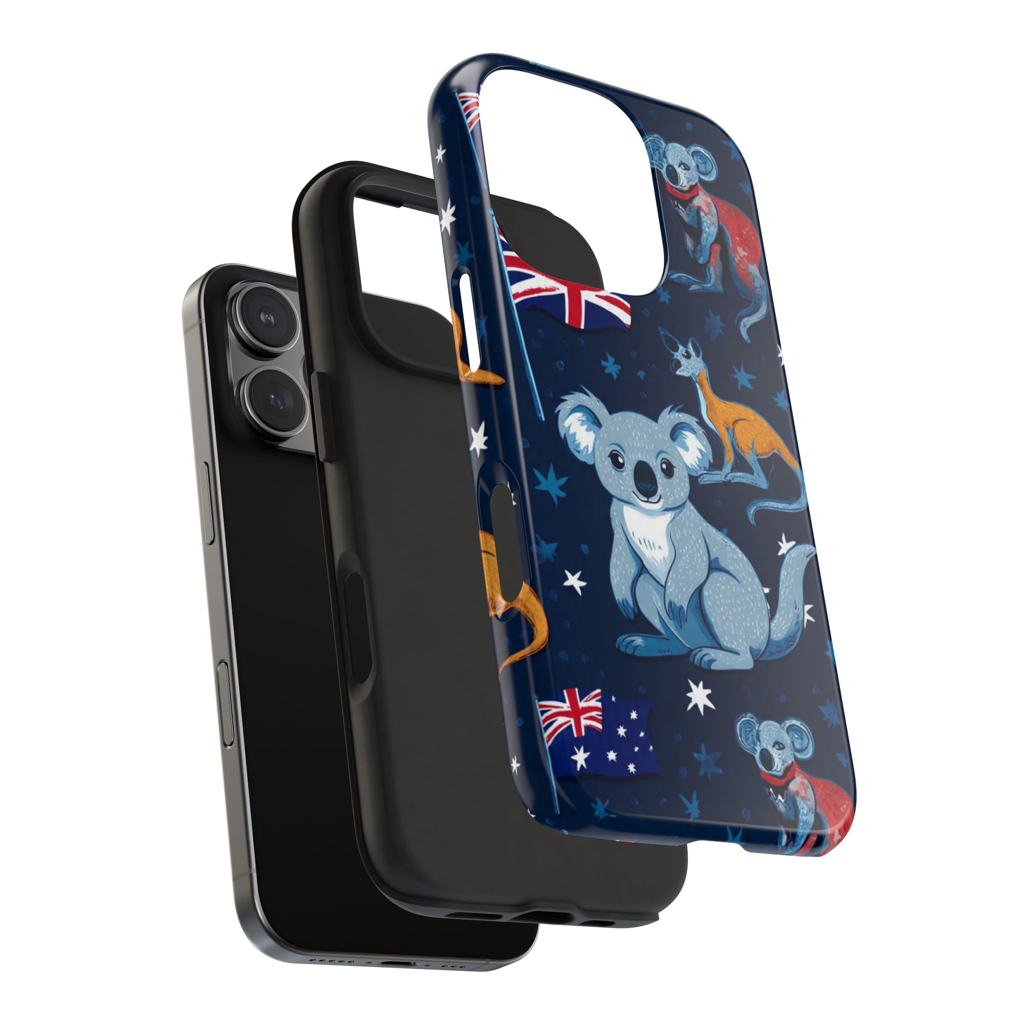 Australian Wildlife Tough Phone Case — Koala & Kangaroo Flag Design