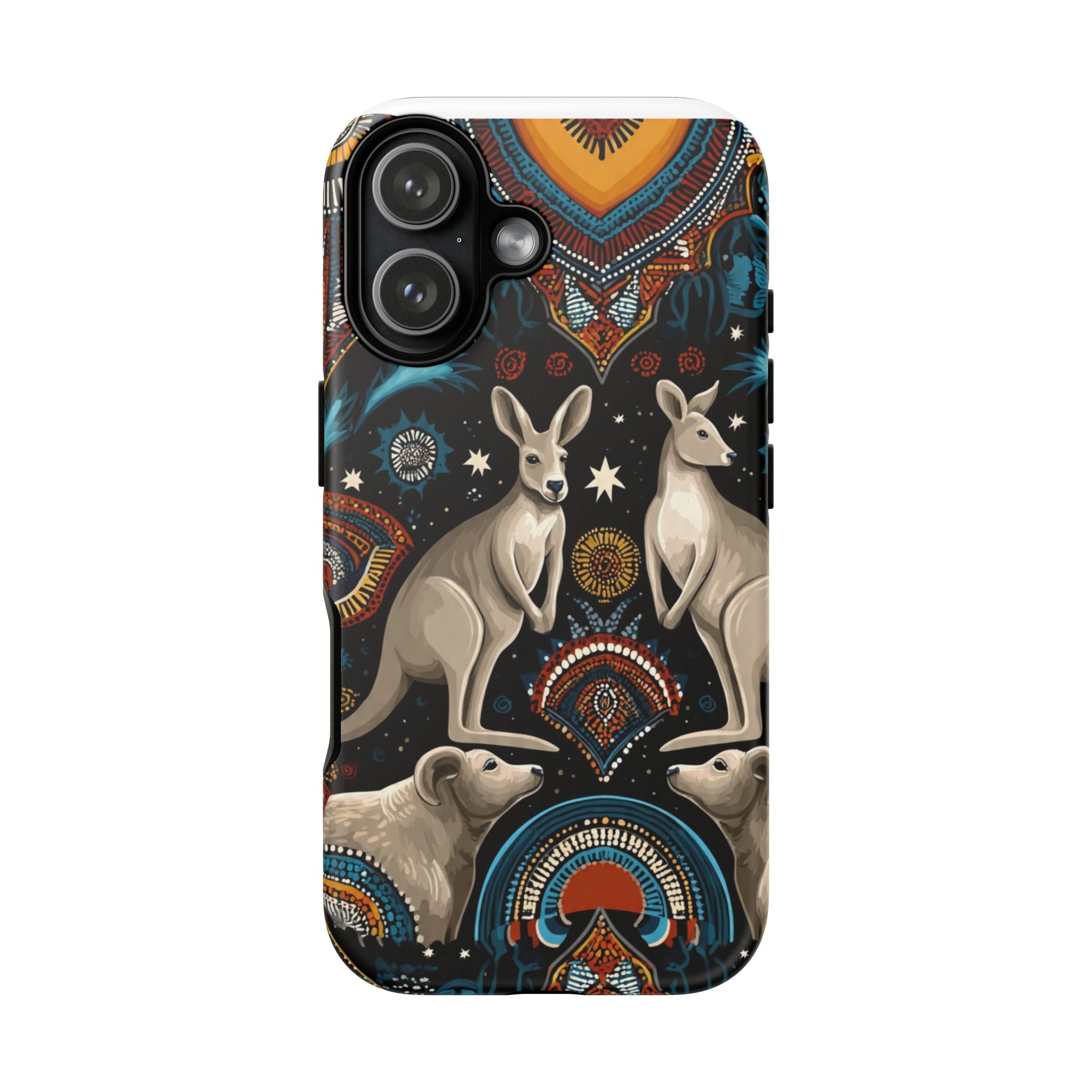 Kangaroo & Boomerang Tough Phone Case — Australian Wildlife Pattern