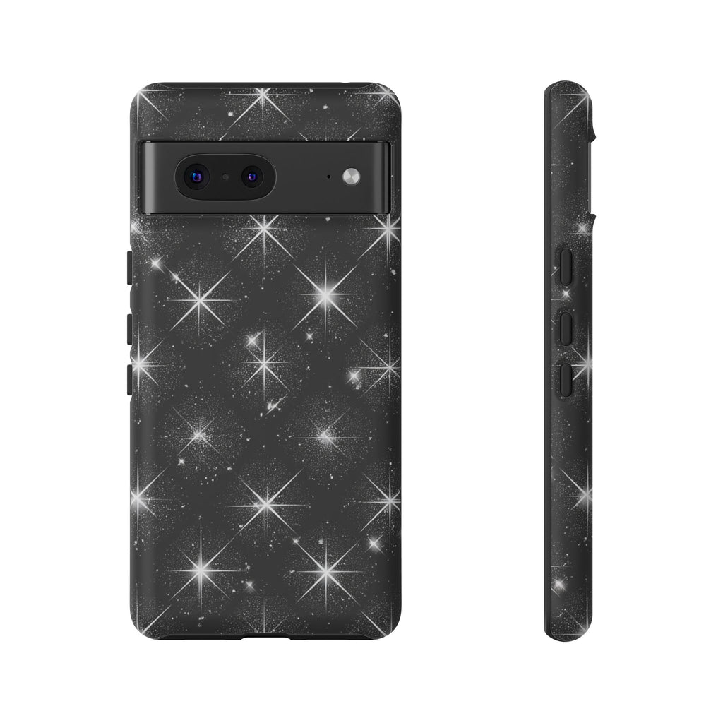 Galaxy Sparkle Tough Phone Case — Black Starfield Protective Cover
