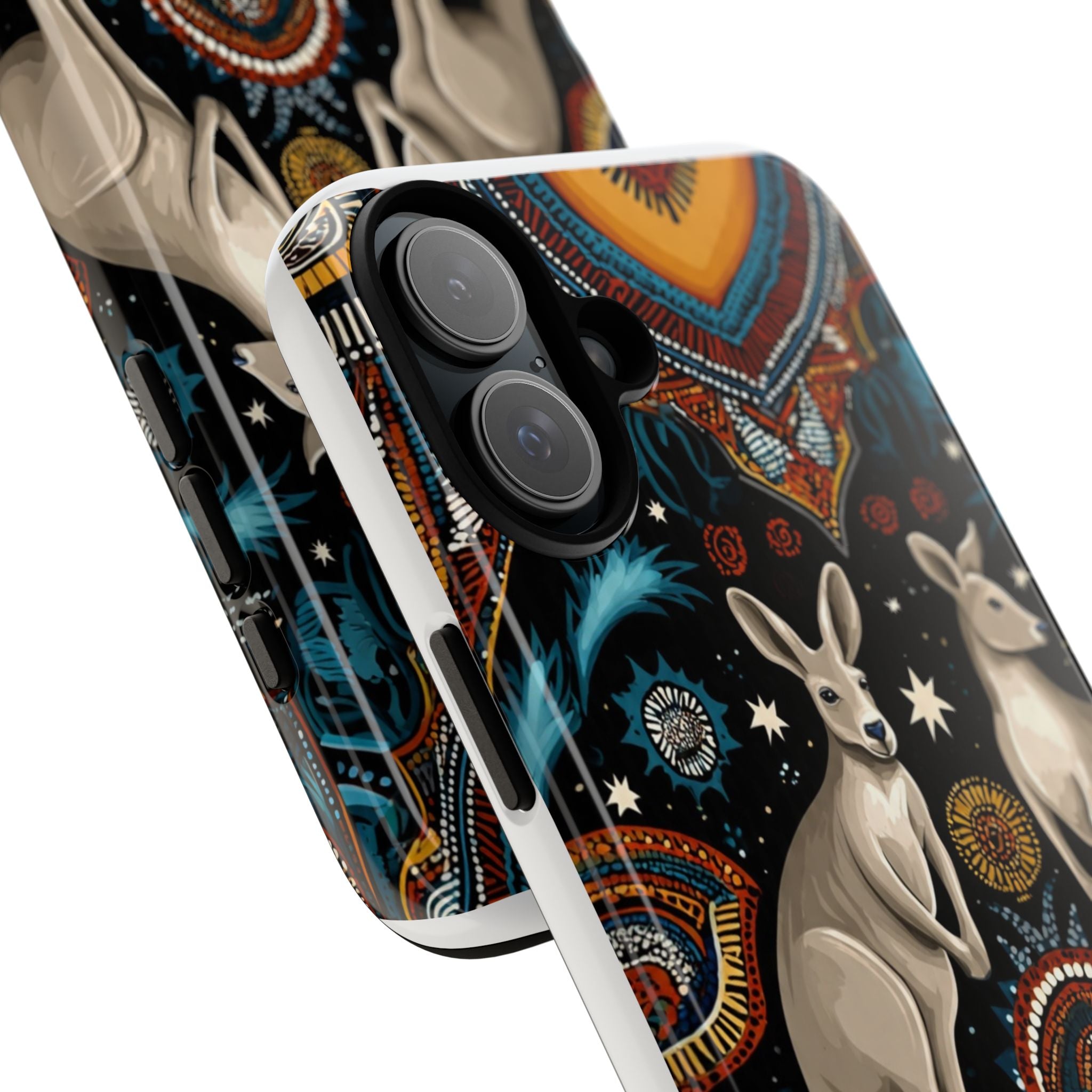 Kangaroo & Boomerang Tough Phone Case — Australian Wildlife Pattern