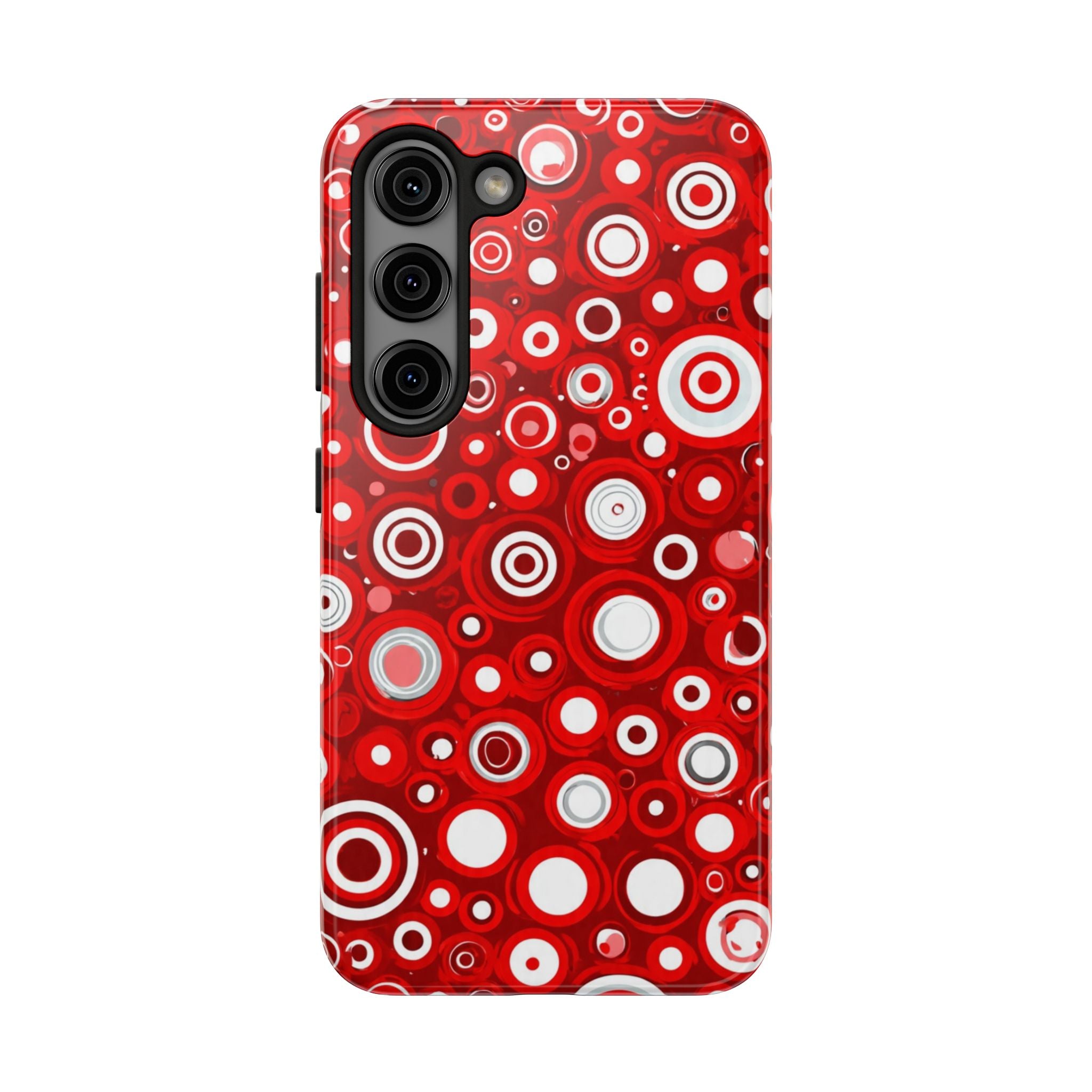 Red Retro Circles Tough Phone Case — Durable Shockproof Protective Cover