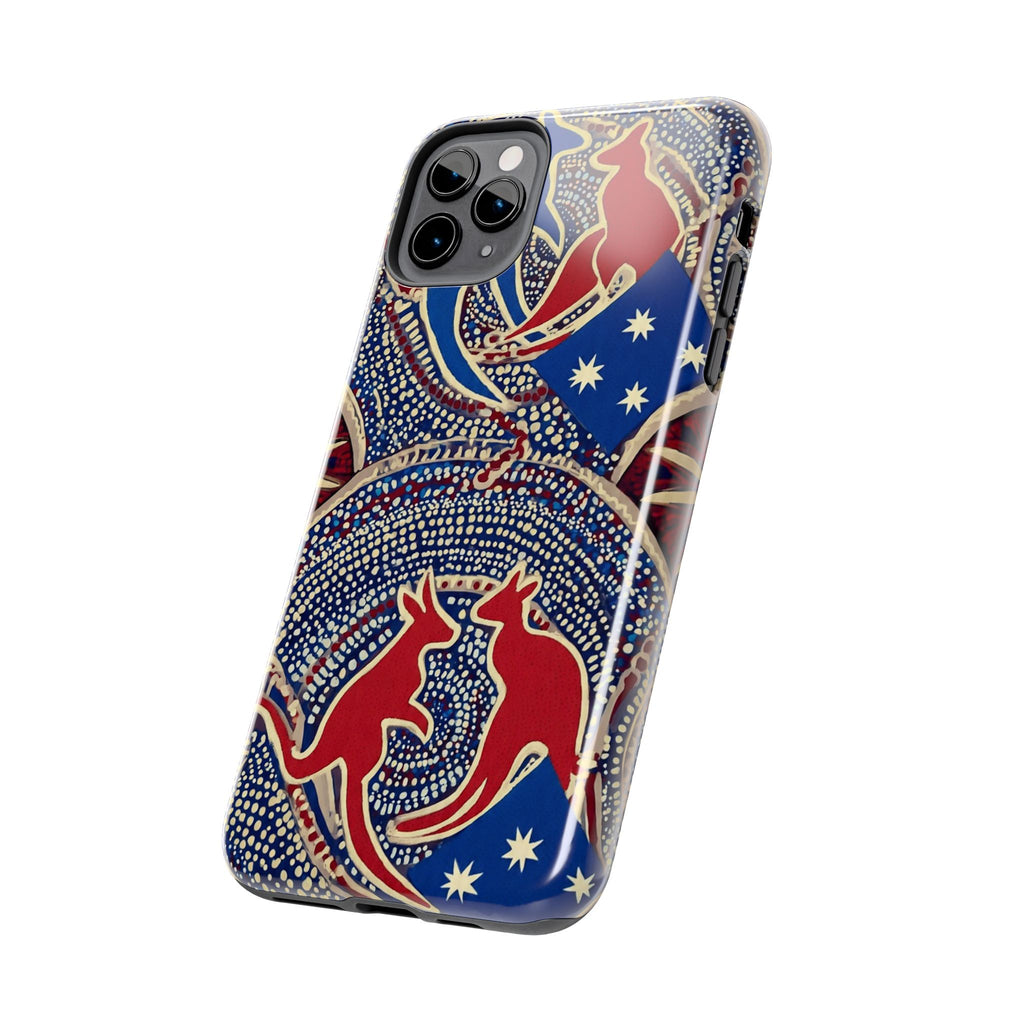 Australian Aboriginal Style Kangaroo Tough Phone Case — Patriotic Dot Art Phone Cover