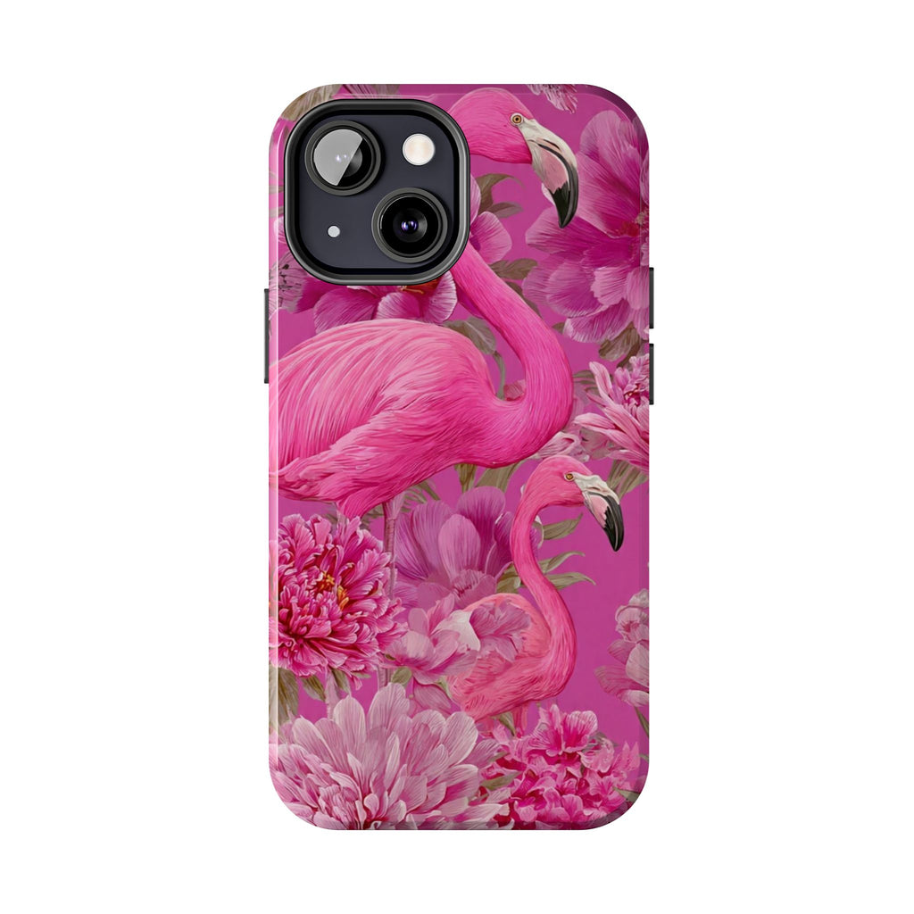 Pink Flamingo Floral Tough Phone Case — Protective iPhone Cover