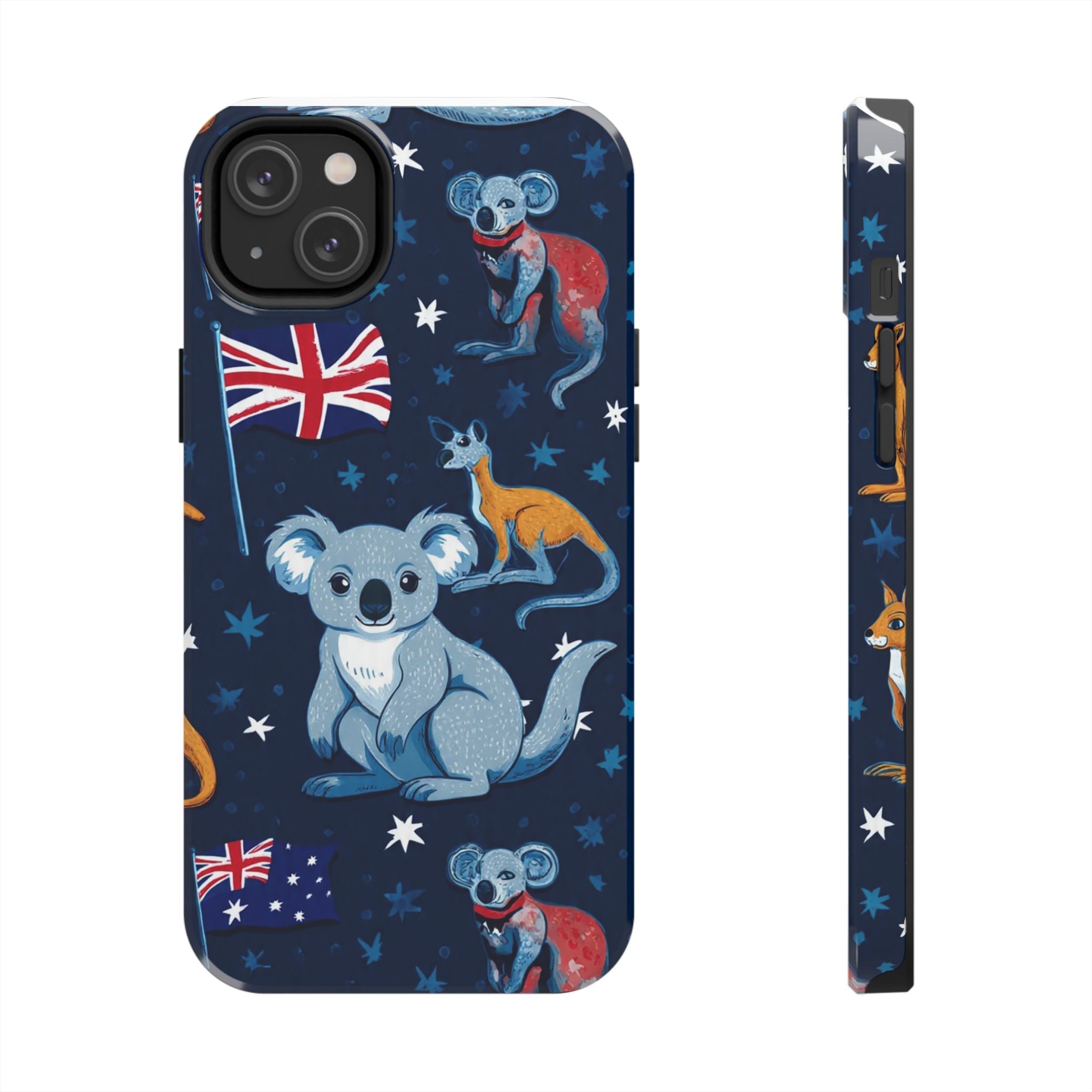 Australian Wildlife Tough Phone Case — Koala & Kangaroo Flag Design