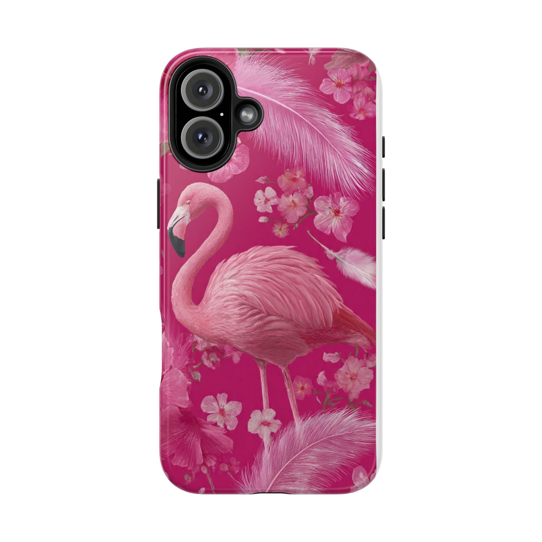 Flamingo Floral Tough Phone Case — Pink Tropical Feather Design