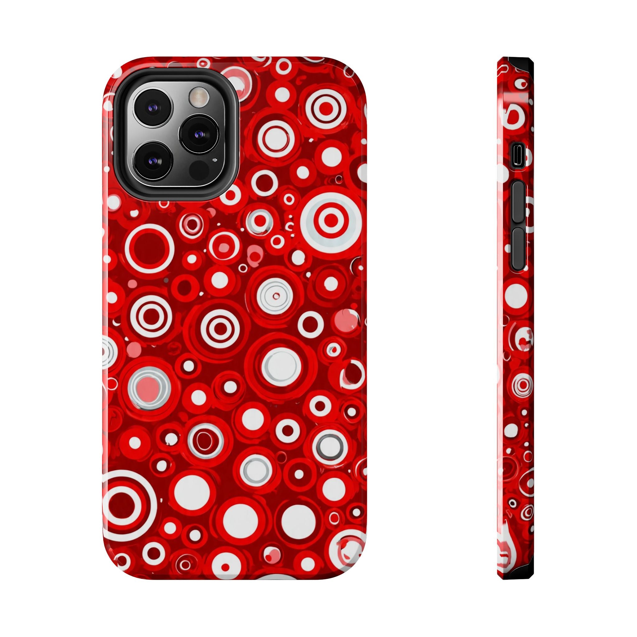 Red Retro Circles Tough Phone Case — Durable Shockproof Protective Cover