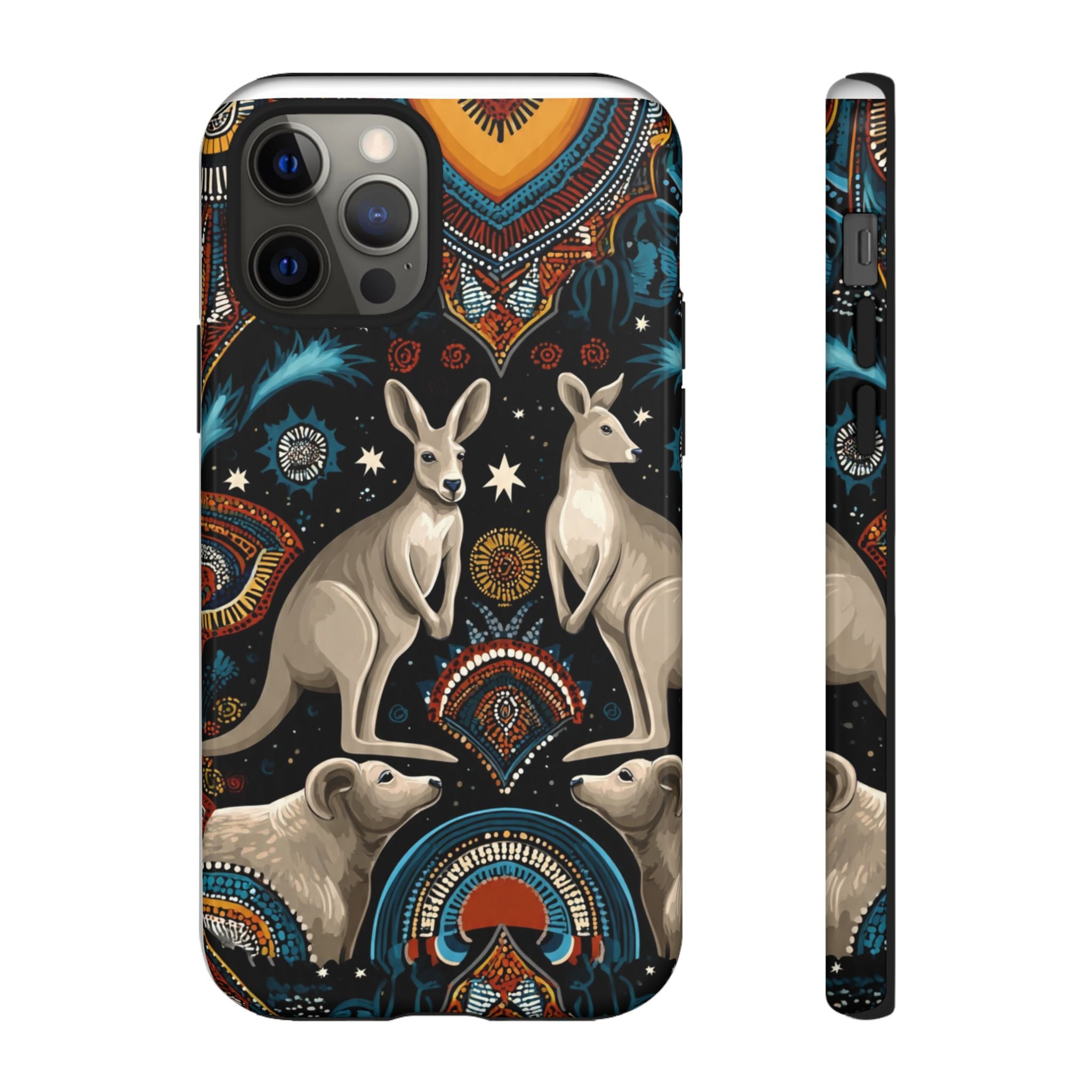 Kangaroo & Boomerang Tough Phone Case — Australian Wildlife Pattern