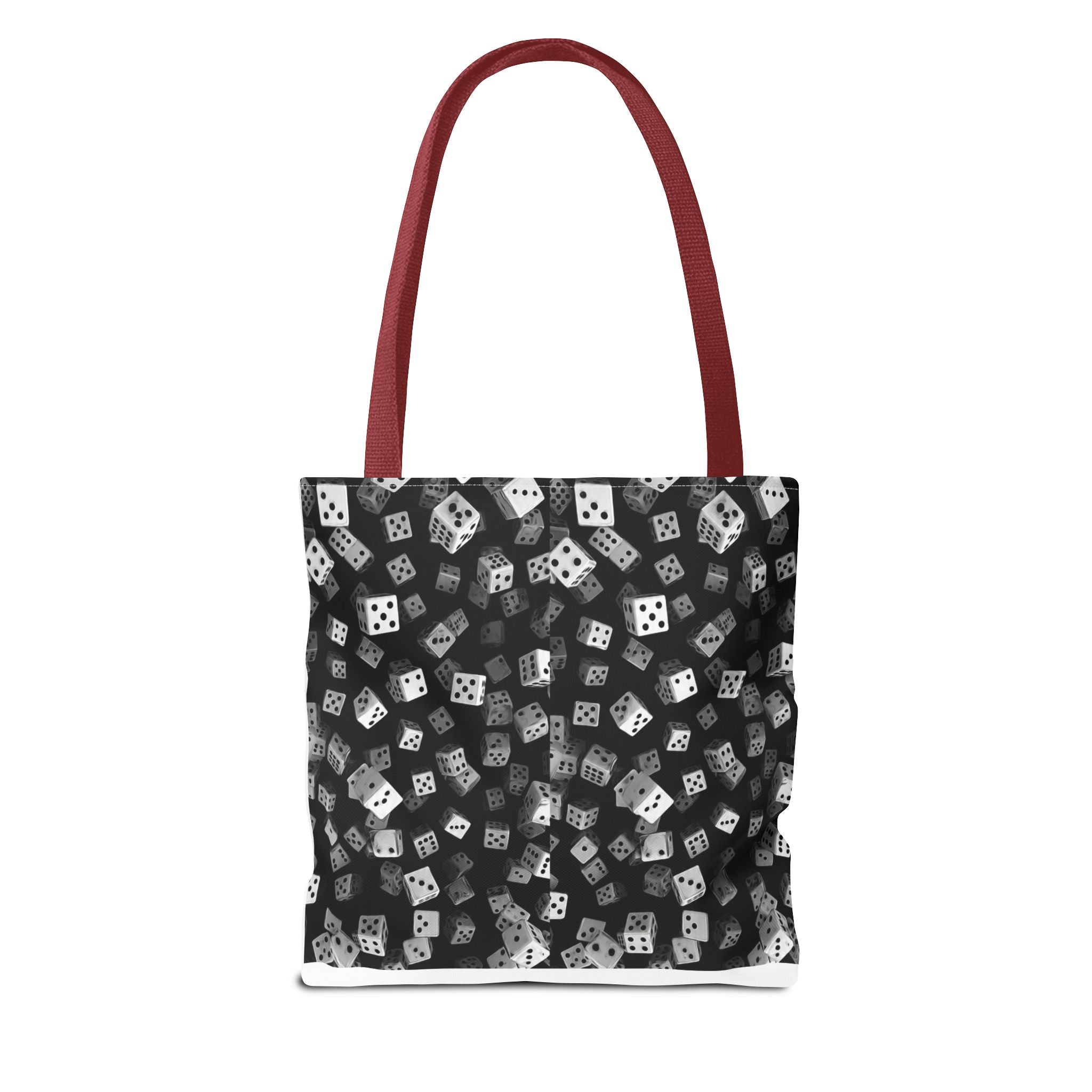 Dice Pattern Tote Bag — Black & White Gaming Dice All-Over Print