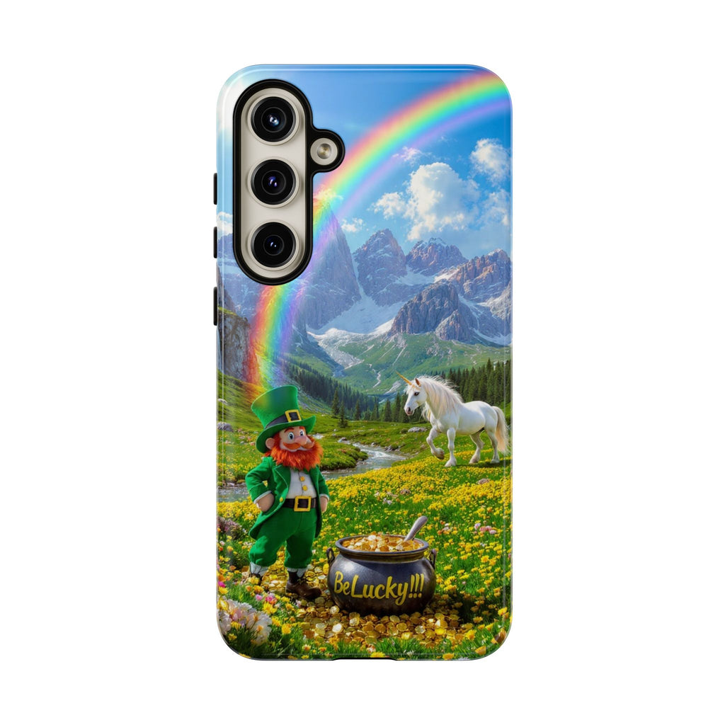 Lucky Leprechaun & Unicorn Phone Case — Rainbow Pot of Gold Protective Cover
