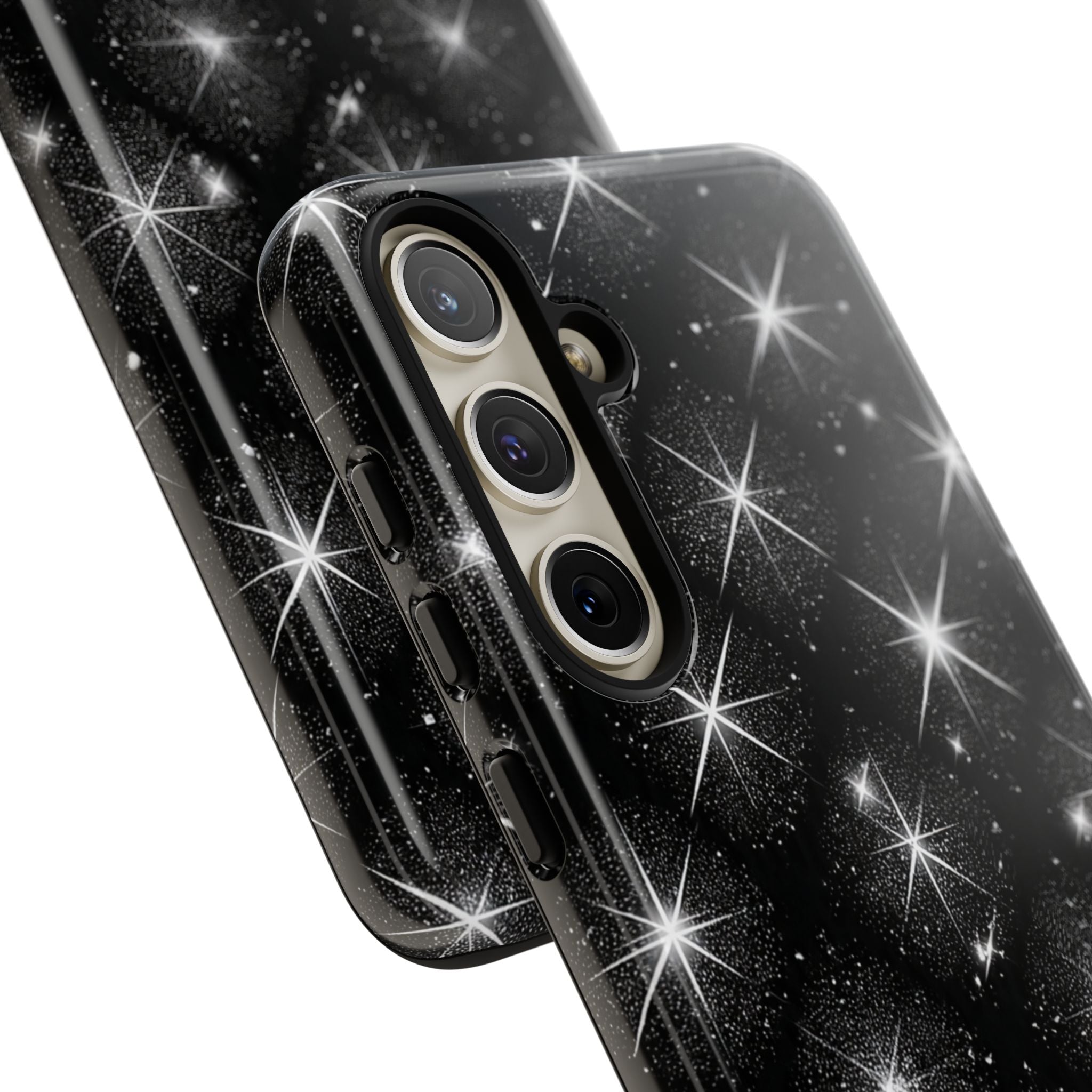 Galaxy Sparkle Tough Phone Case — Black Starfield Protective Cover