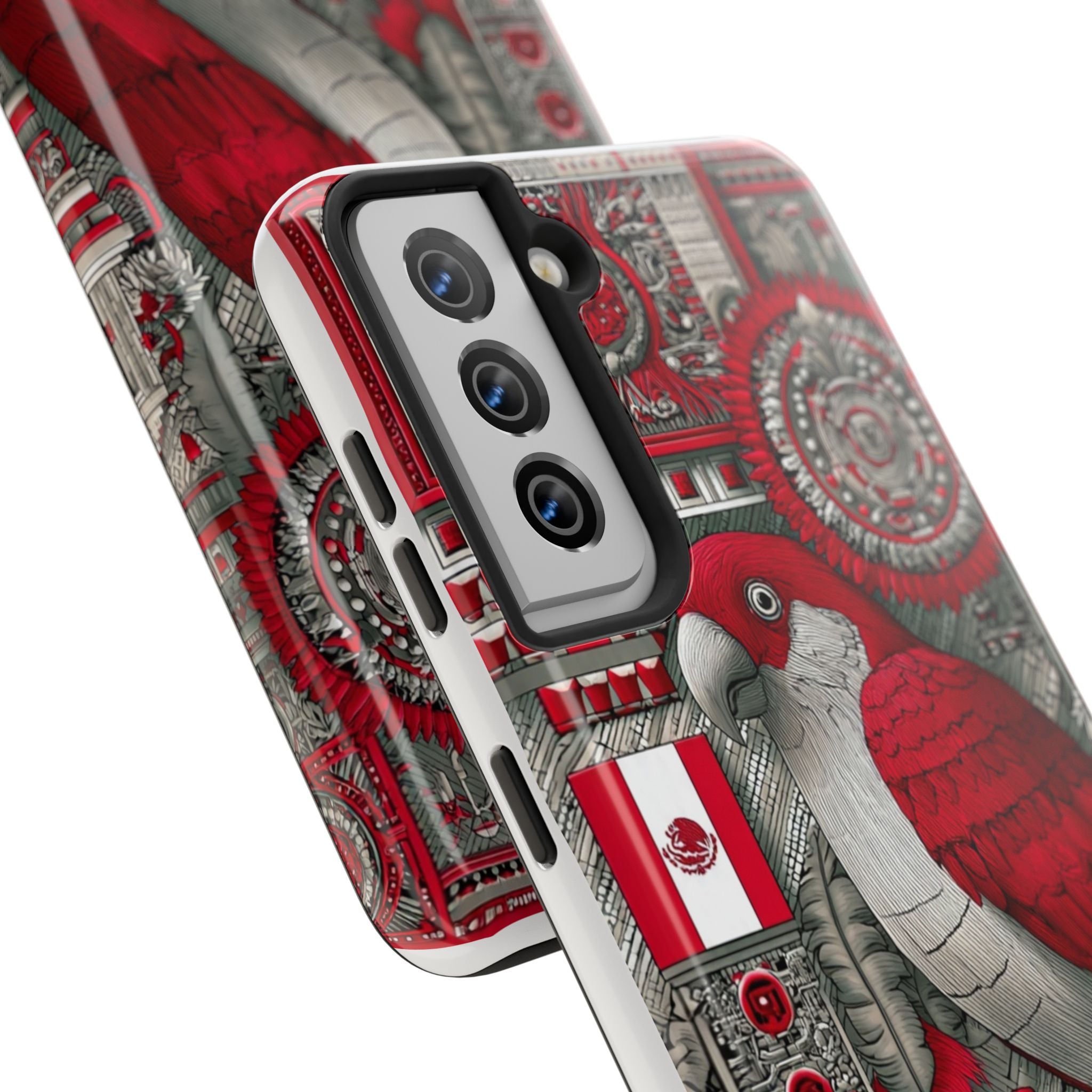 Tough Phone Case — Red Parrot Graphic Impact-Resistant Phone Cover