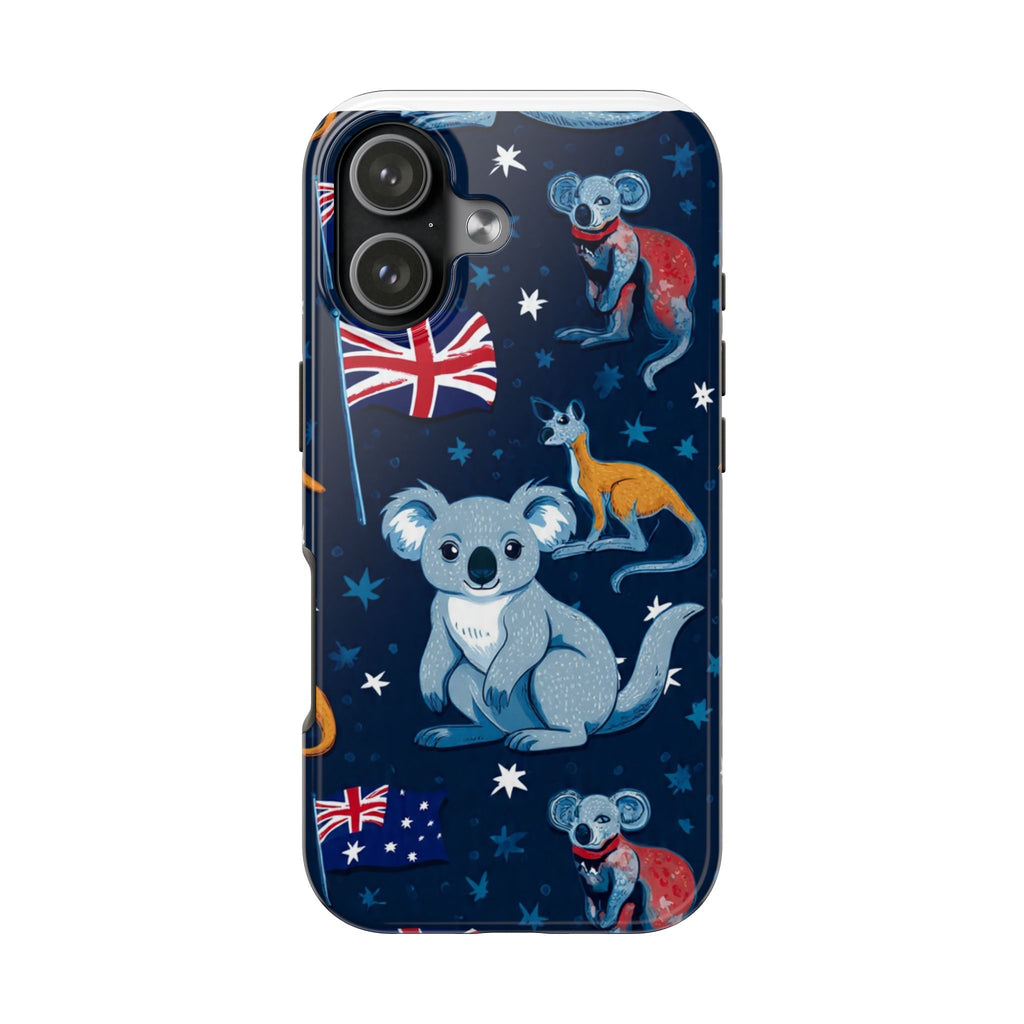 Australian Wildlife Tough Phone Case — Koala & Kangaroo Flag Design