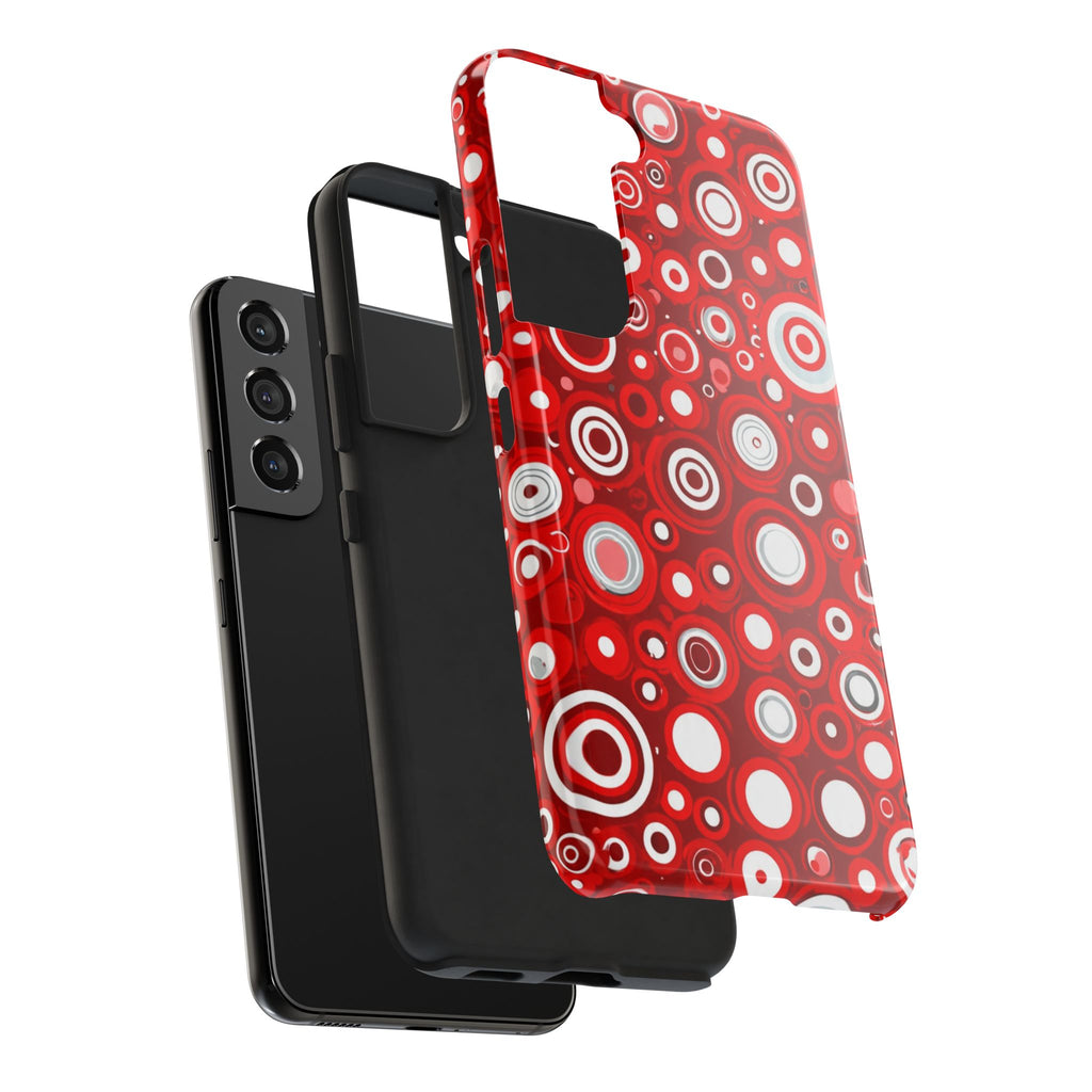 Red Retro Circles Tough Phone Case — Durable Shockproof Protective Cover