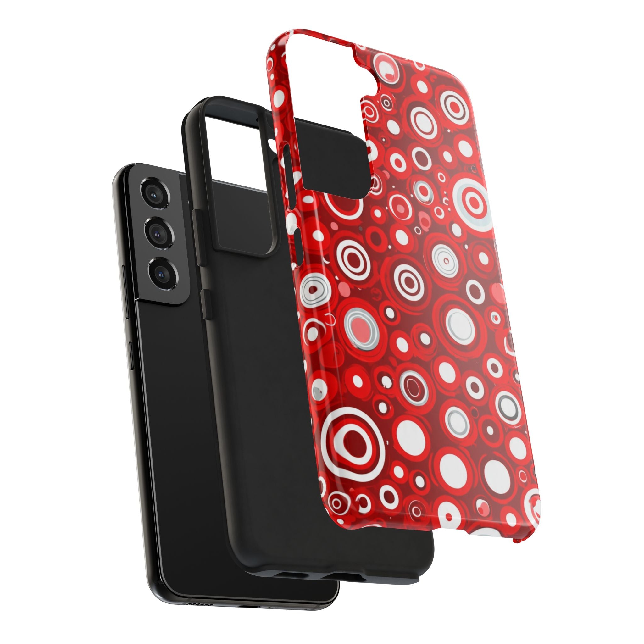 Red Retro Circles Tough Phone Case — Durable Shockproof Protective Cover