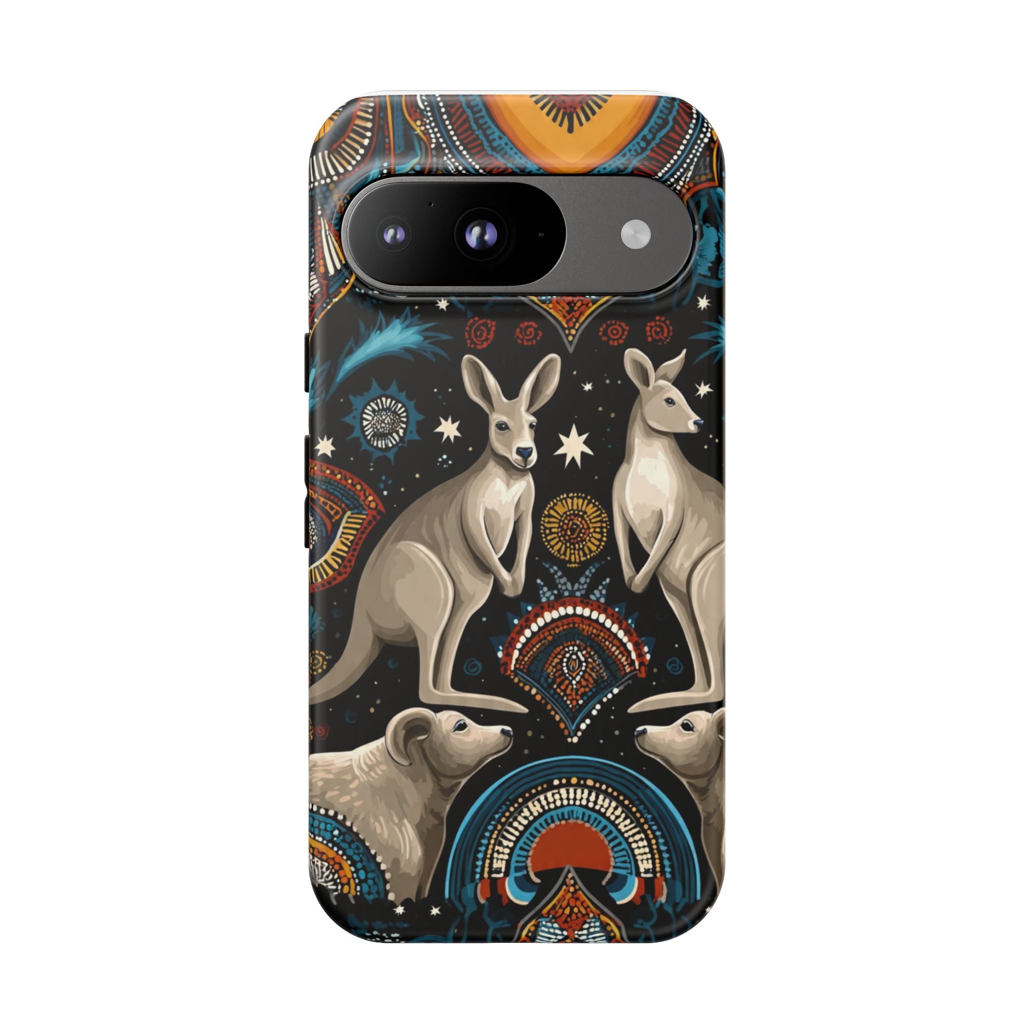 Kangaroo & Boomerang Tough Phone Case — Australian Wildlife Pattern