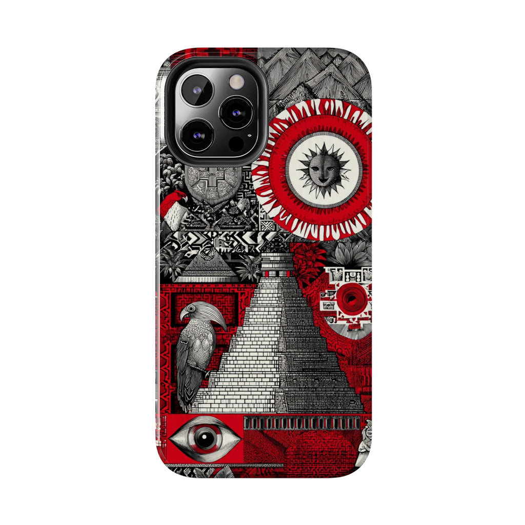 Tough Phone Case — Red Inca Pyramid Collage (Sun & Raven)