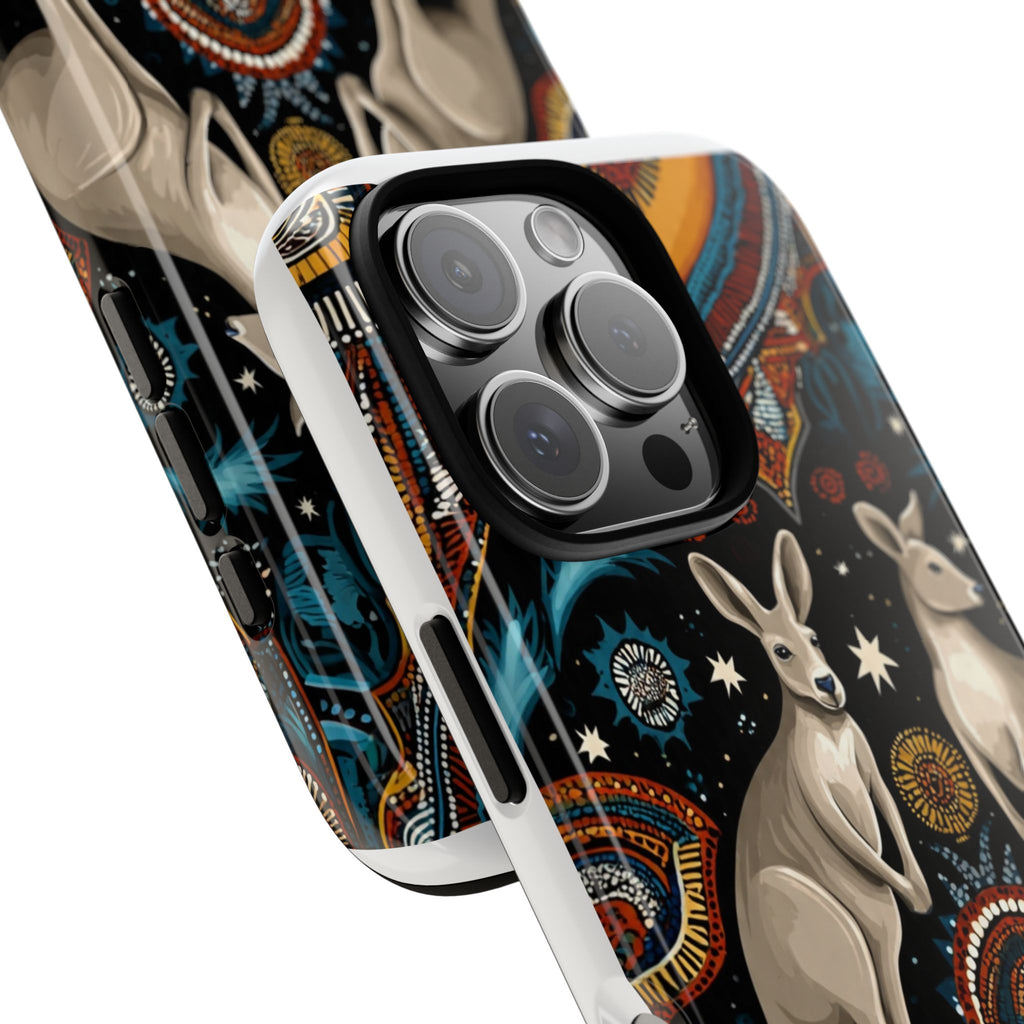 Kangaroo & Boomerang Tough Phone Case — Australian Wildlife Pattern